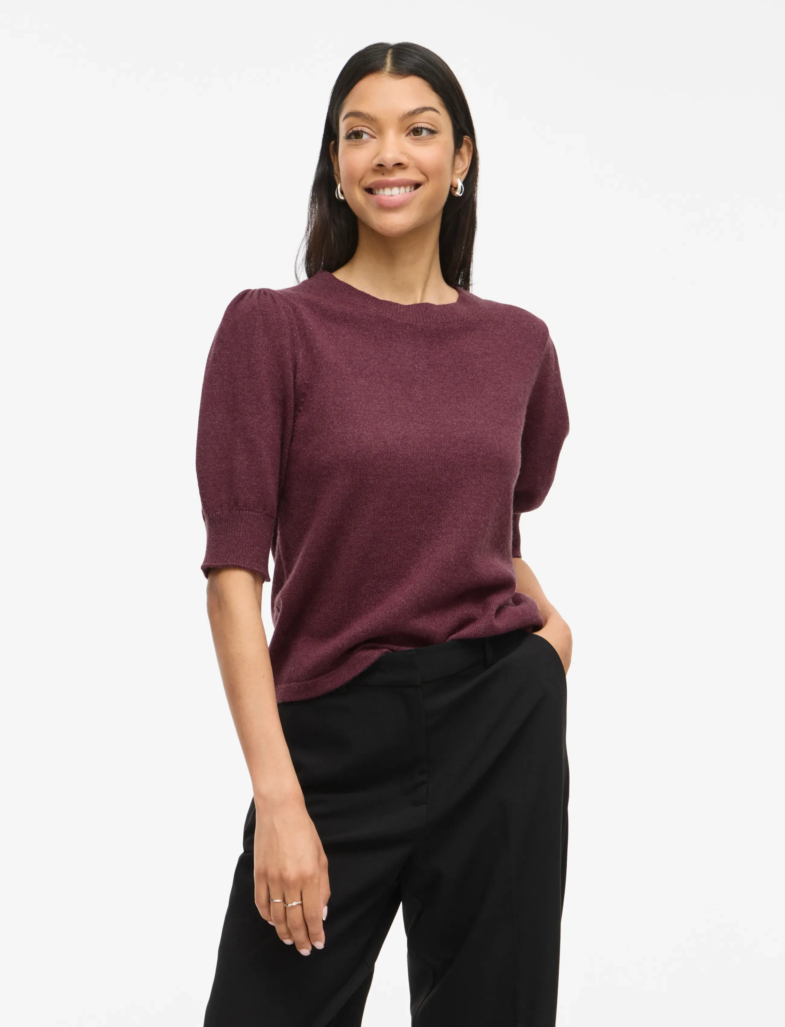 Vila Viril 2/4 Sleeve O-Neck Knit Top Noos, XL, Knitwear, Burgunderrot - Jumpers, Frauen