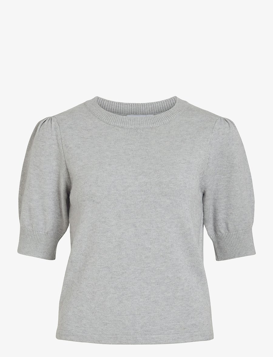 Vila - VIRIL 2/4 SLEEVE O-NECK KNIT TOP - NOOS - pullover - light grey melange - 1
