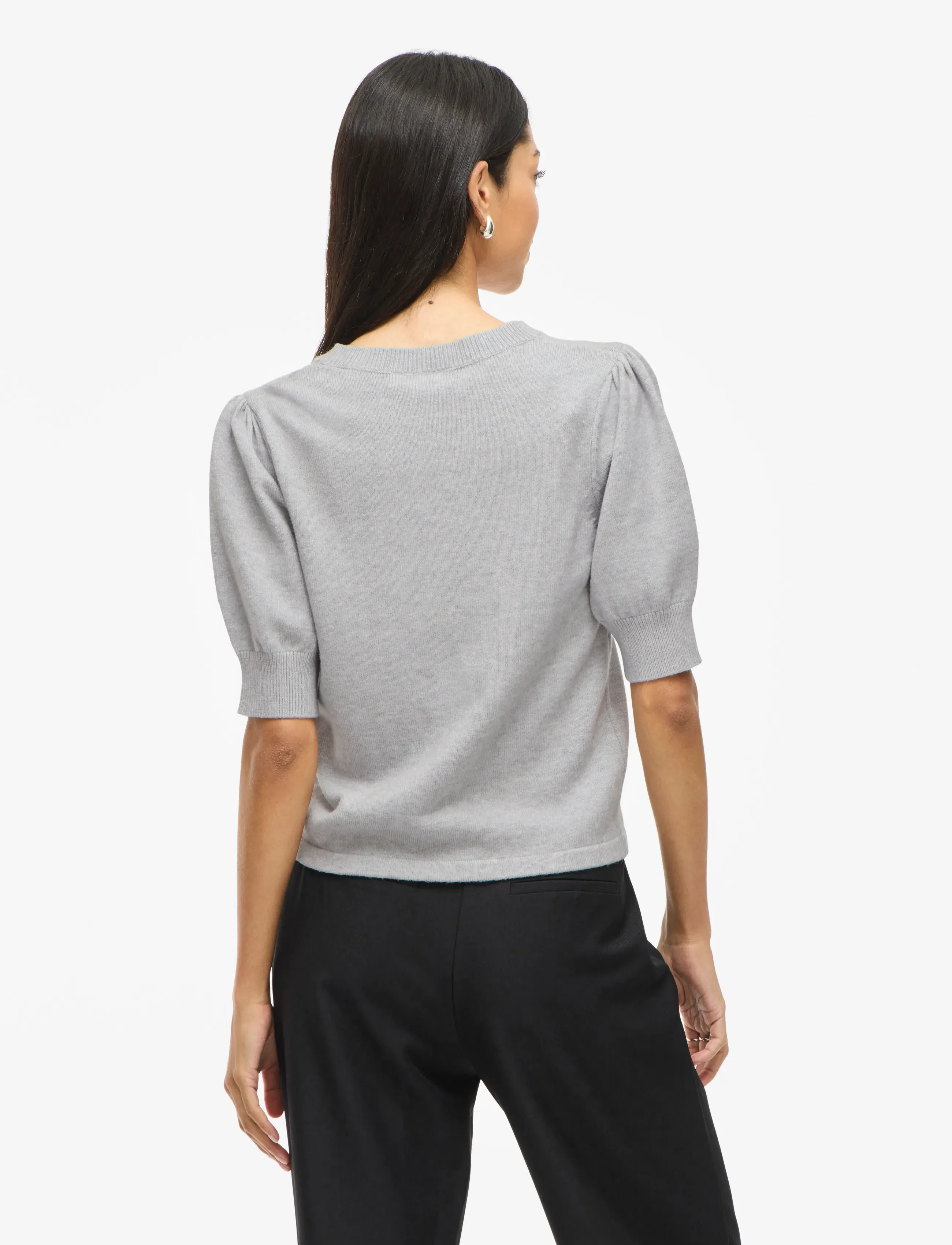 Vila - VIRIL 2/4 SLEEVE O-NECK KNIT TOP - NOOS - pullover - light grey melange - 3