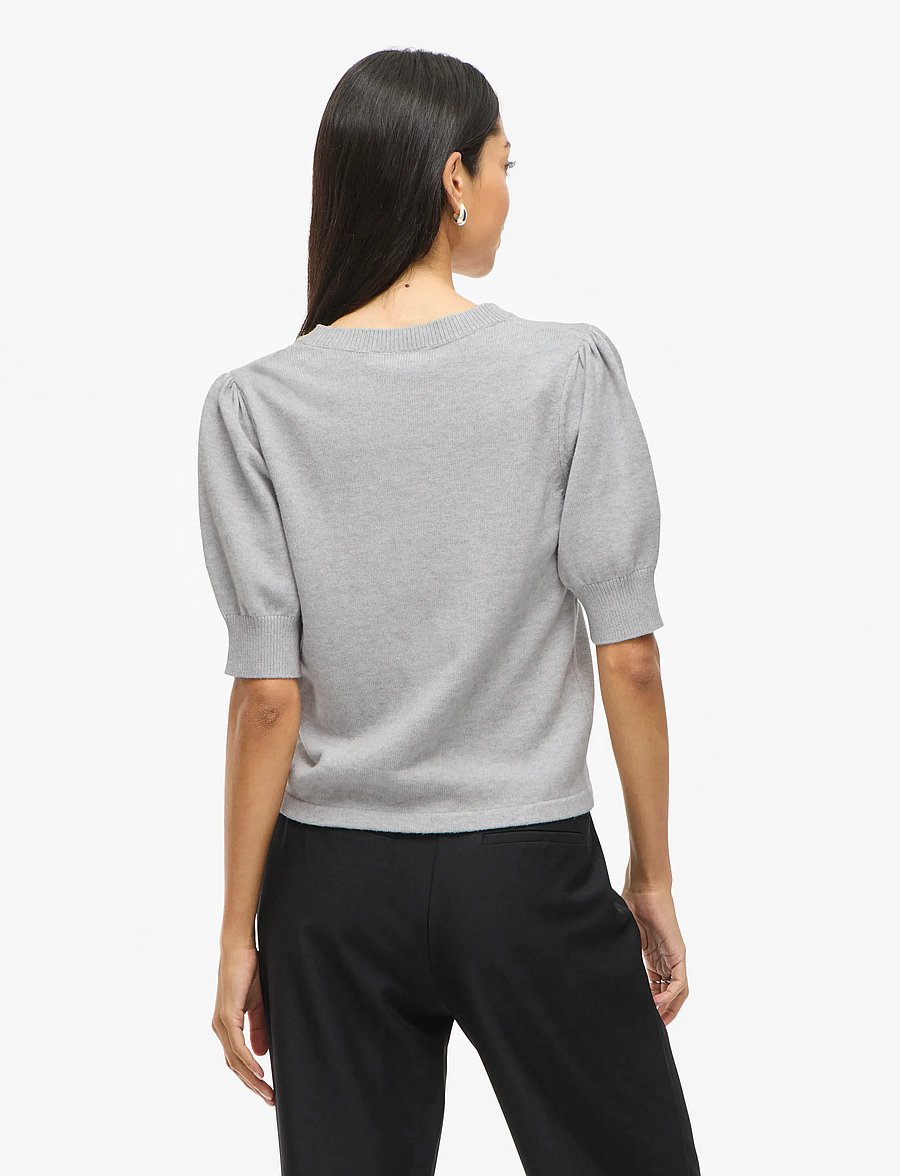 Vila - VIRIL 2/4 SLEEVE O-NECK KNIT TOP - NOOS - pullover - light grey melange - 3