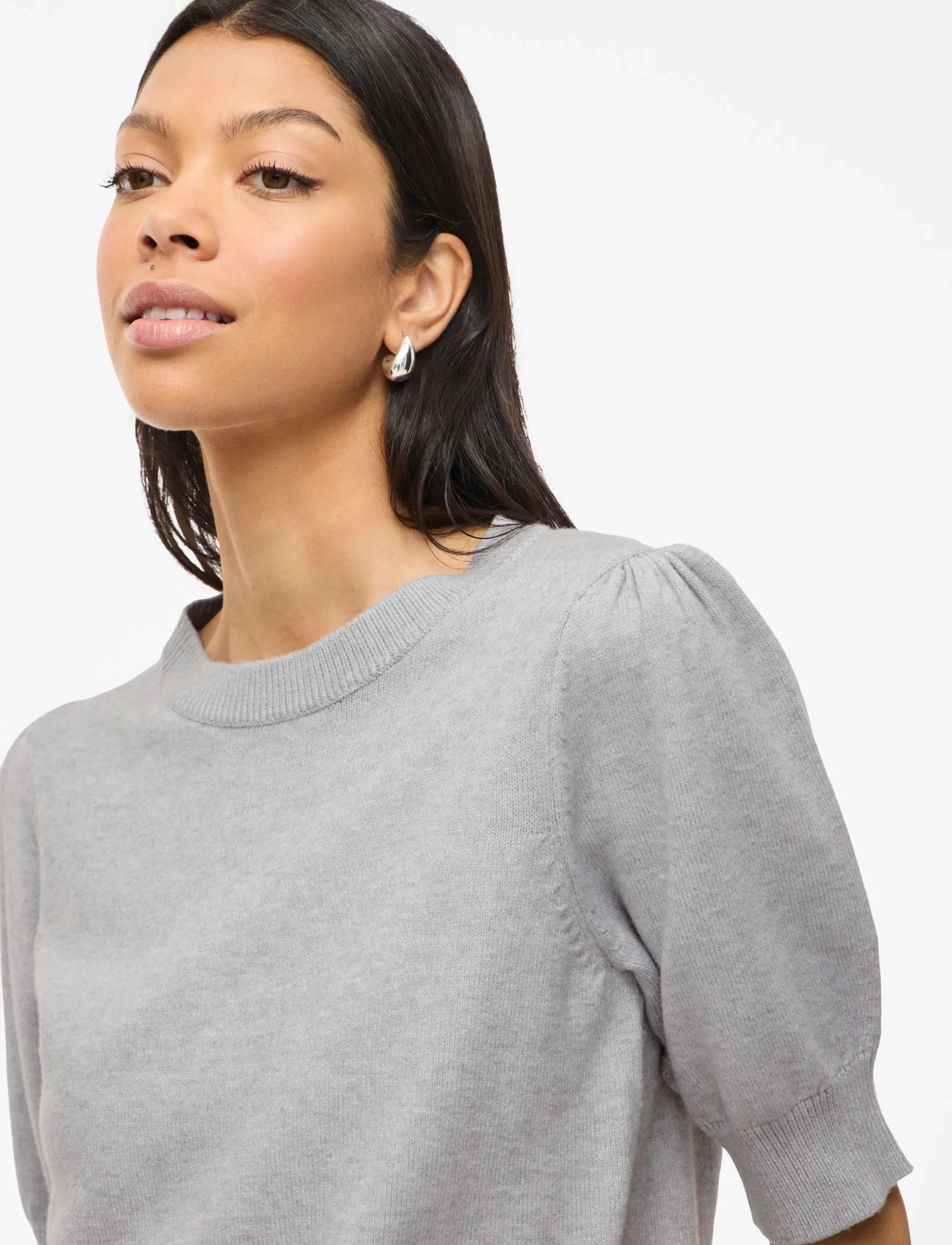 Vila - VIRIL 2/4 SLEEVE O-NECK KNIT TOP - NOOS - pullover - light grey melange - 5