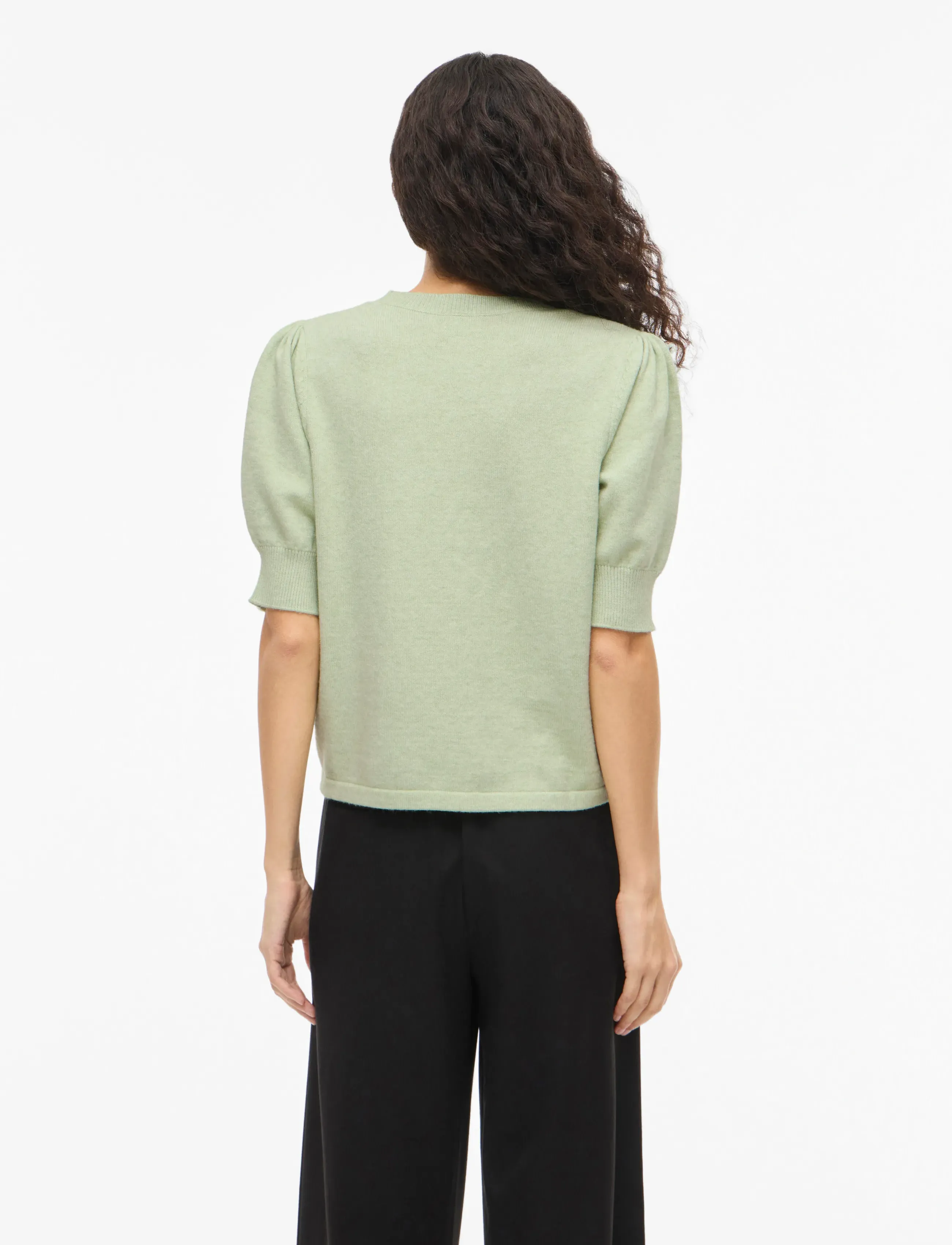 Vila - VIRIL 2/4 SLEEVE O-NECK KNIT TOP - NOOS - striktrøjer - smoke green - 3