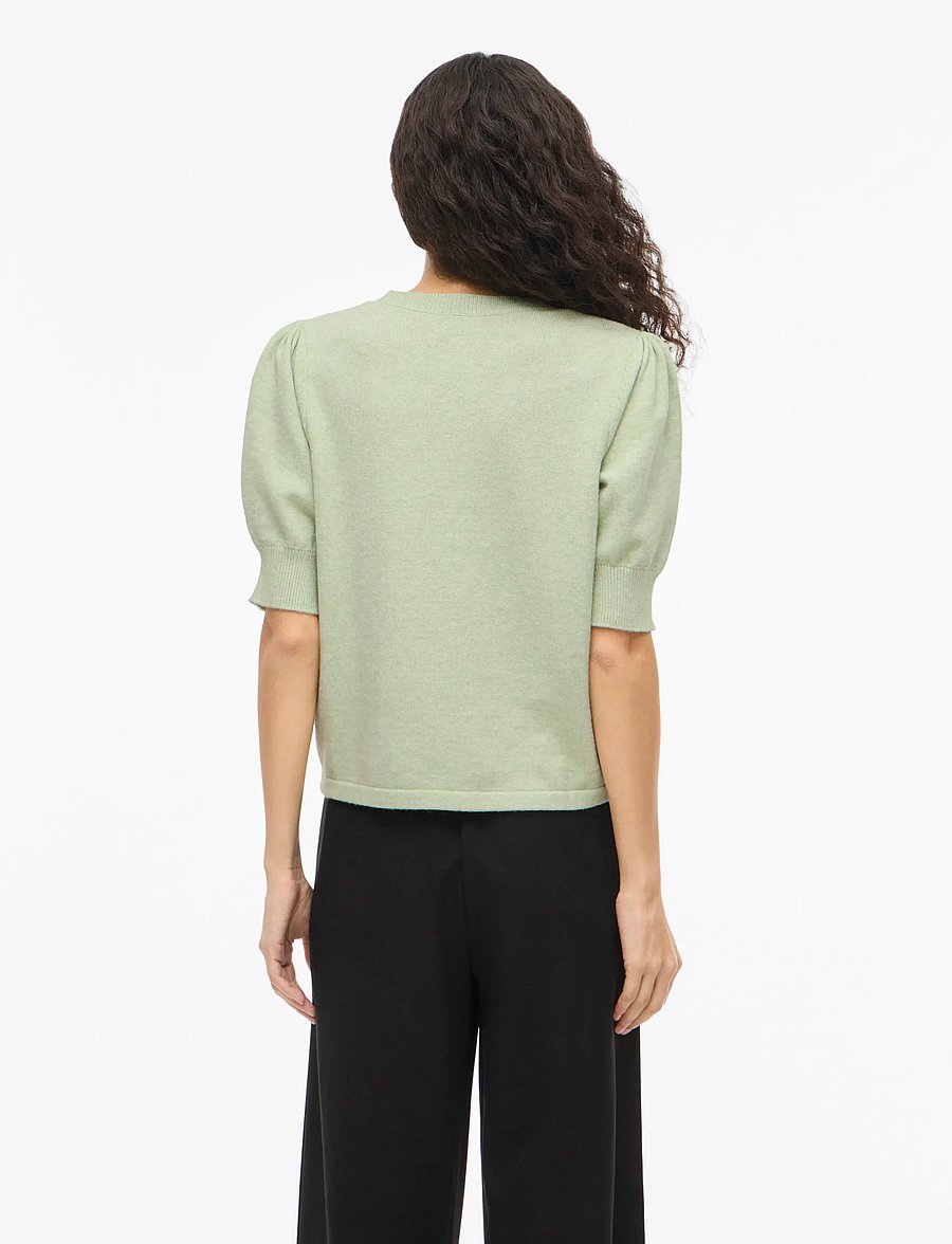 Vila - VIRIL 2/4 SLEEVE O-NECK KNIT TOP - NOOS - striktrøjer - smoke green - 3