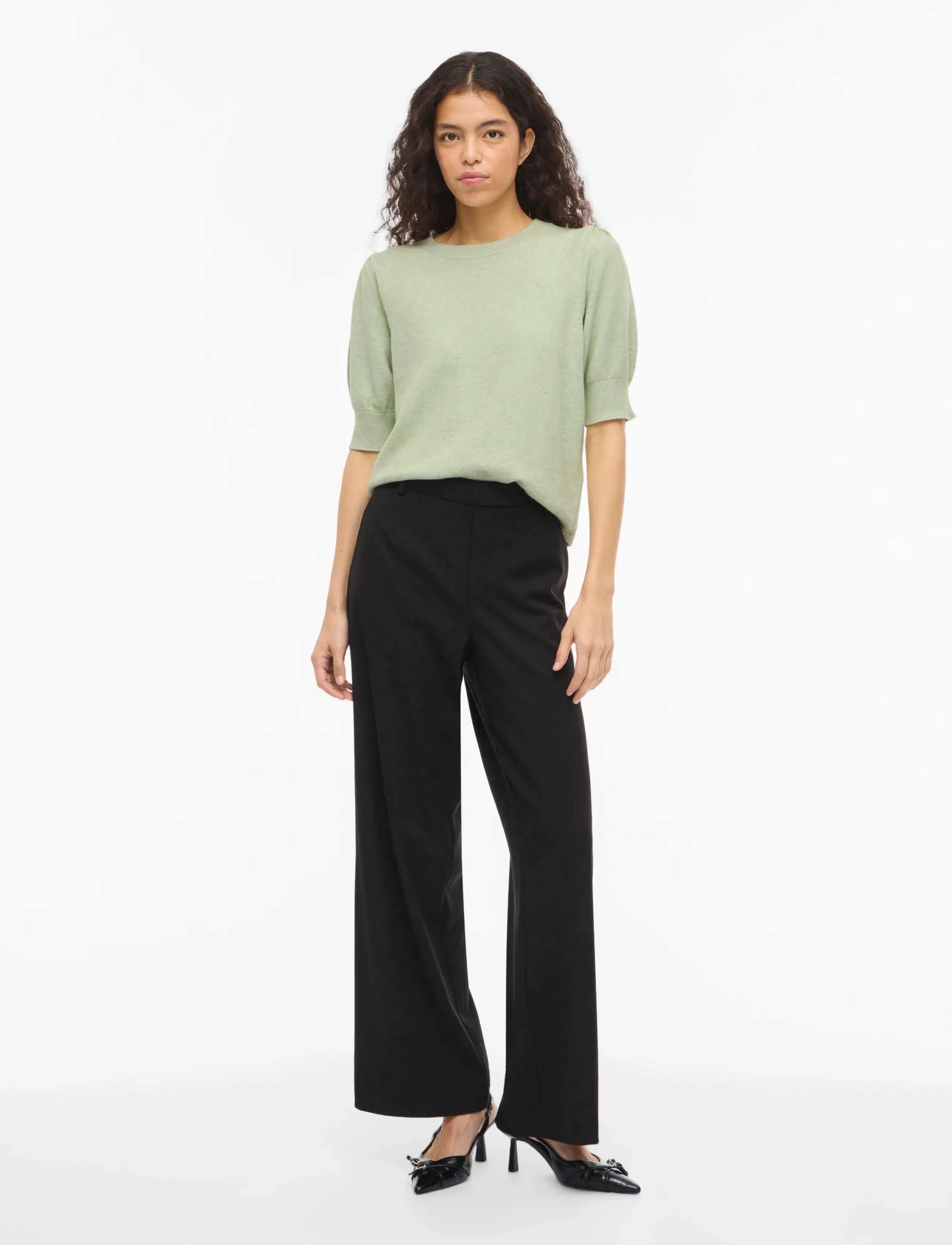 Vila - VIRIL 2/4 SLEEVE O-NECK KNIT TOP - NOOS - striktrøjer - smoke green - 4
