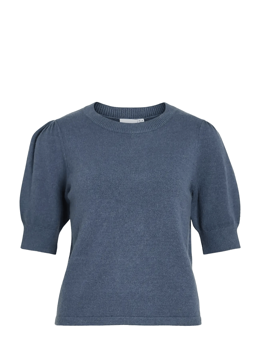 Vila - VIRIL 2/4 SLEEVE O-NECK KNIT TOP - NOOS - pulls - vintage indigo - 1