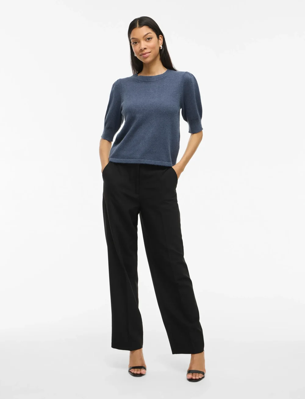 Vila - VIRIL 2/4 SLEEVE O-NECK KNIT TOP - NOOS - pullover - vintage indigo - 4