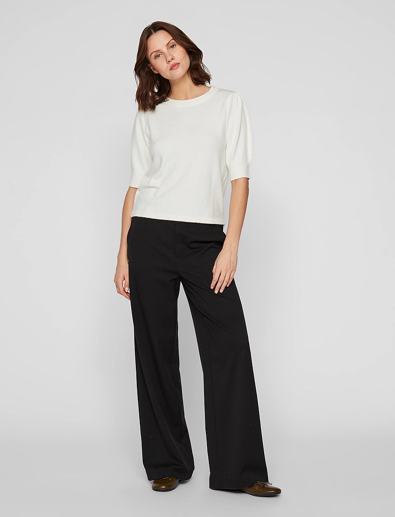 Vila - VIRIL 2/4 SLEEVE O-NECK KNIT TOP - NOOS - pullover - white alyssum - 0