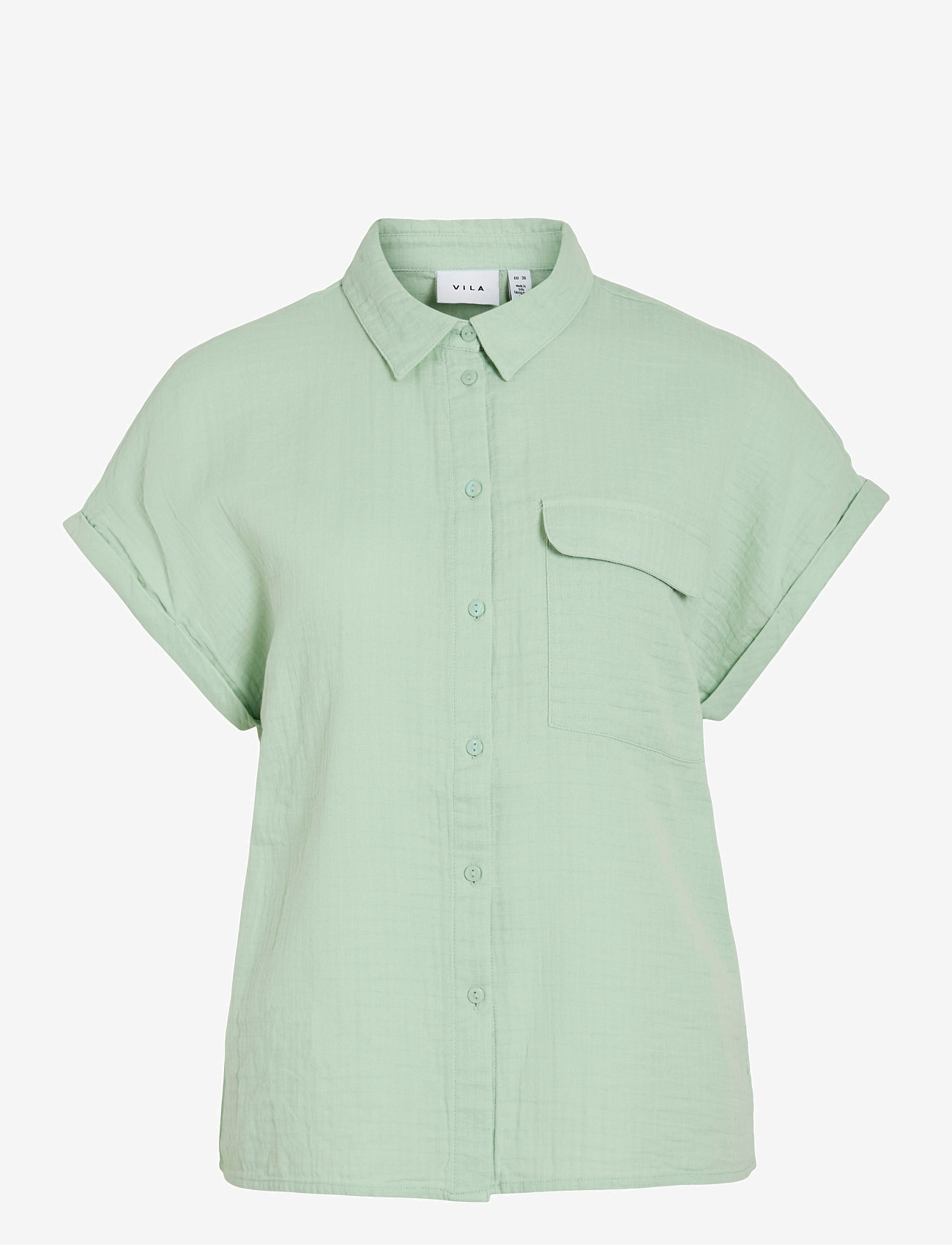 Vila - VILANIA S/S SHIRT - lühikeste varrukatega särgid - silt green - 0