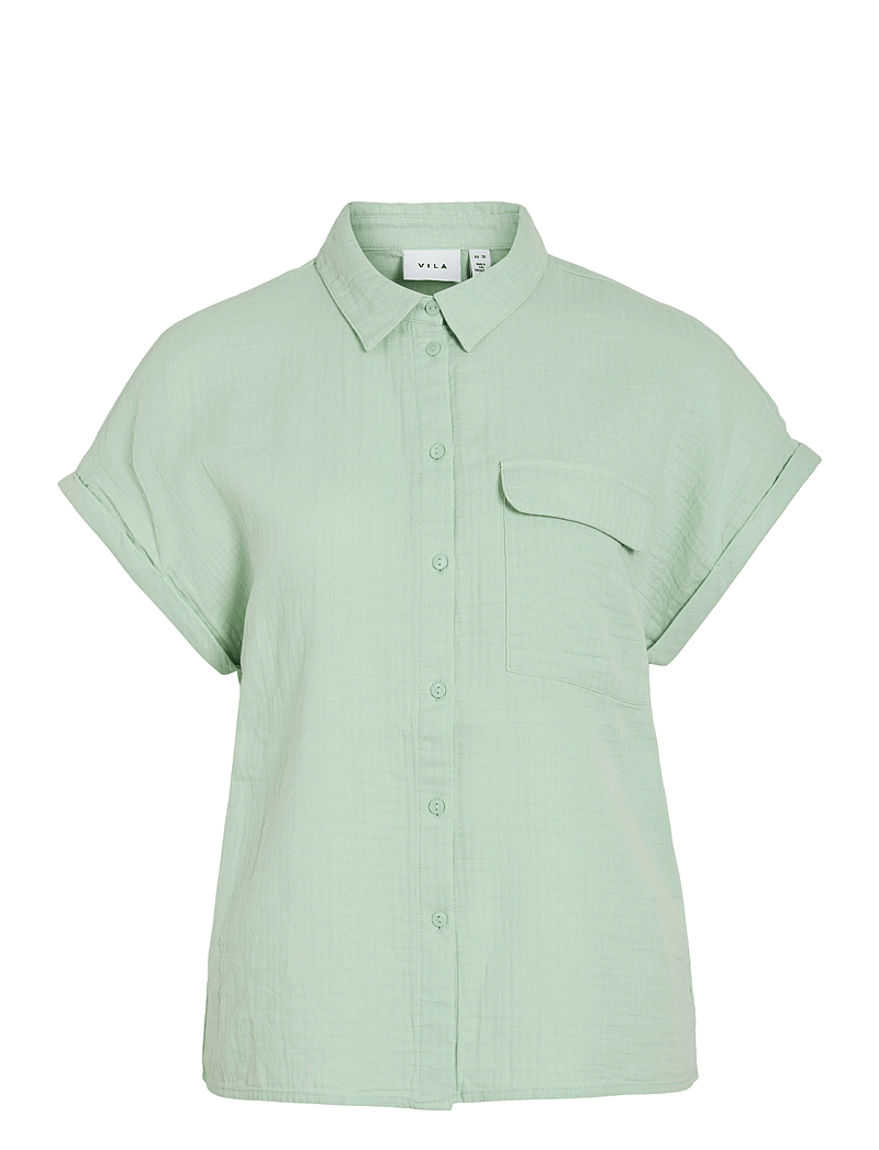 Vila - VILANIA S/S SHIRT - lühikeste varrukatega särgid - silt green - 0