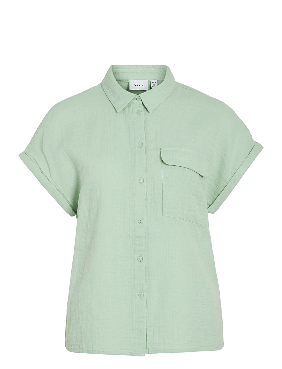 Vila - VILANIA S/S SHIRT - silt green - 1