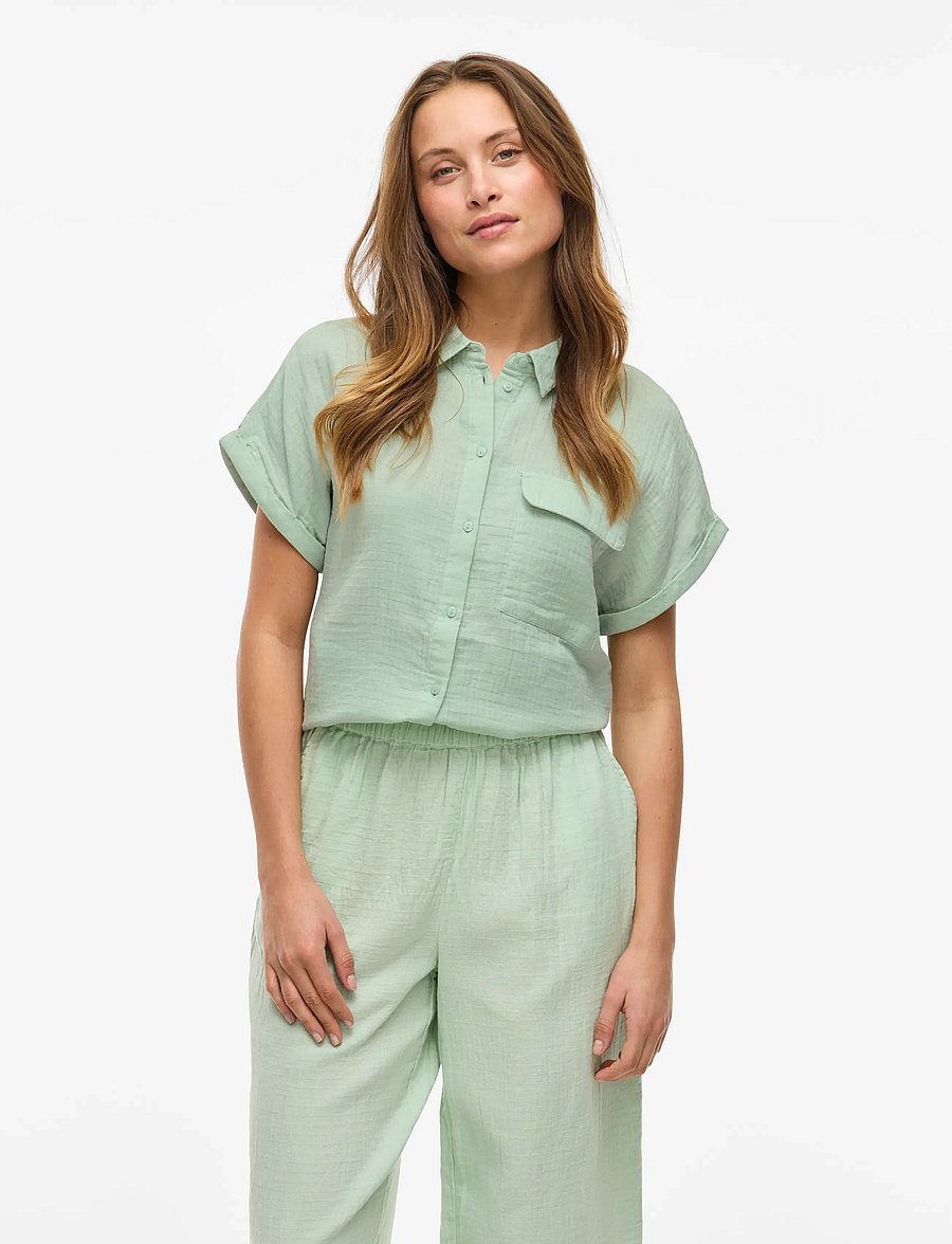 Vila - VILANIA S/S SHIRT - silt green - 0