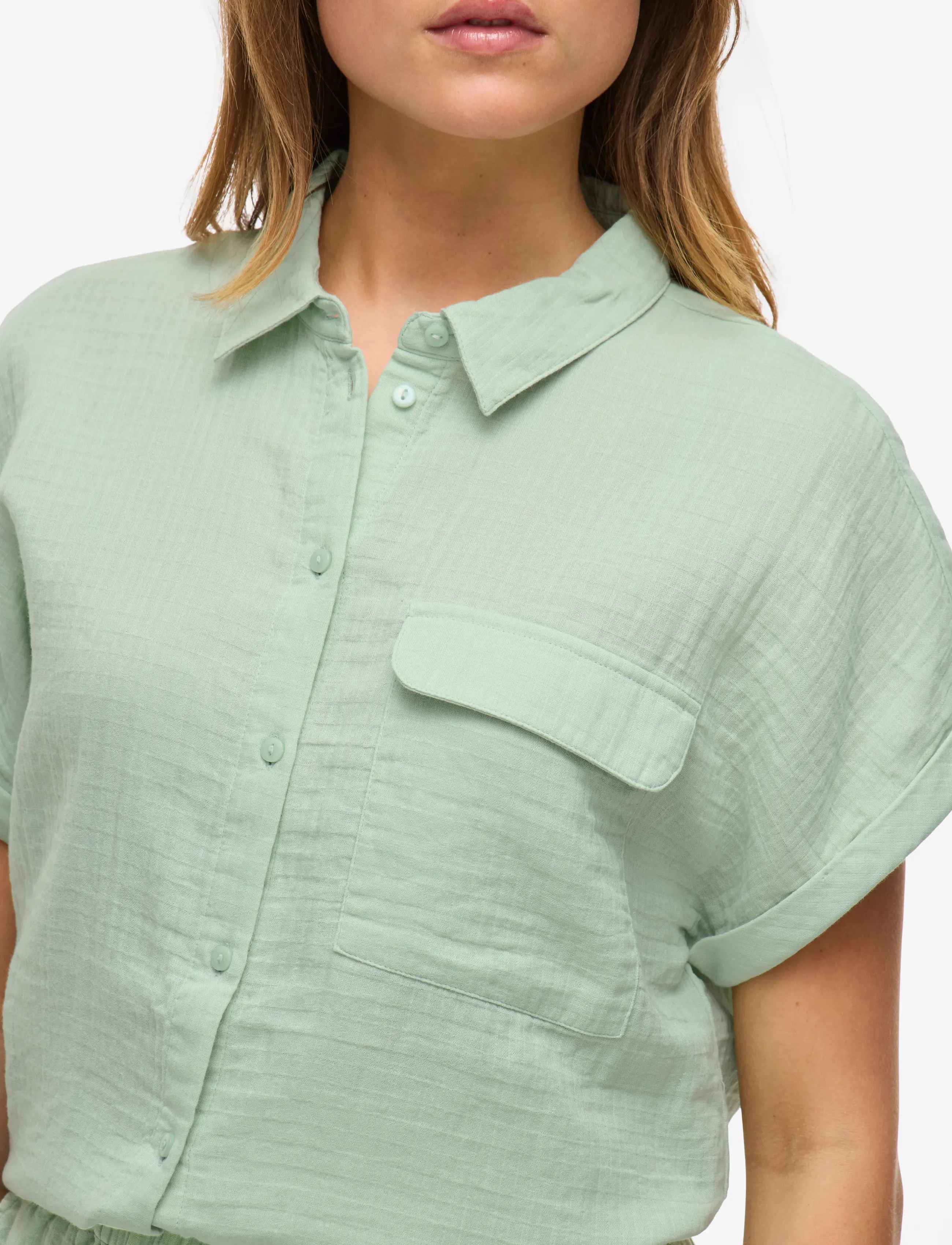 Vila - VILANIA S/S SHIRT - silt green - 5