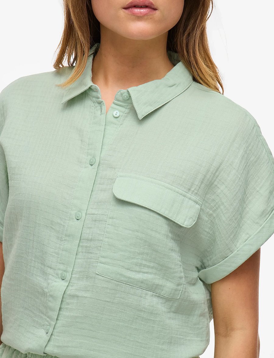 Vila - VILANIA S/S SHIRT - silt green - 5