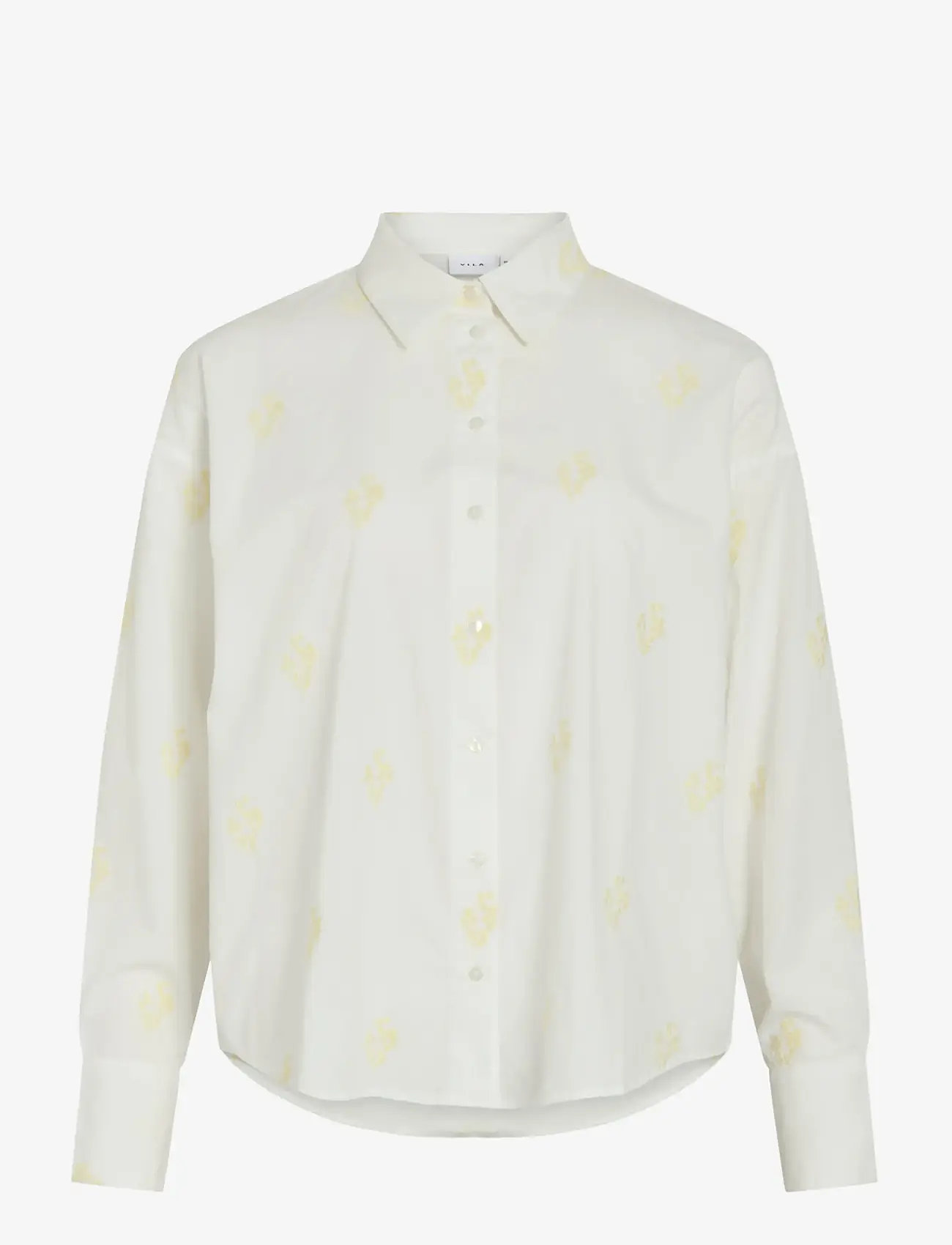Vila - VIHOLMA EMBRODIERY L/S LOOSE SHIRT/1 - langerma skyrtur - snow white - 0