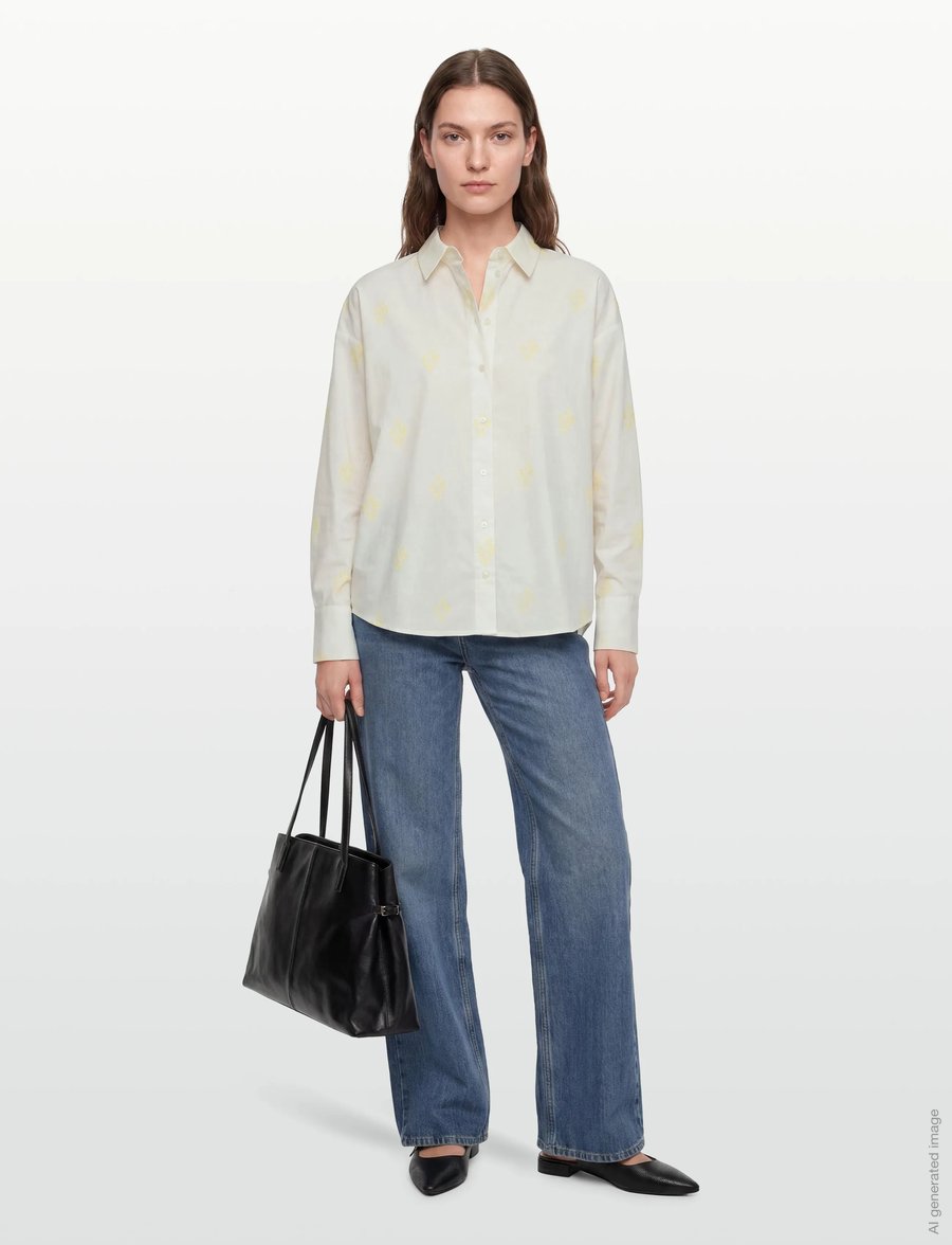 Vila - VIHOLMA EMBRODIERY L/S LOOSE SHIRT/1 - langærmede skjorter - snow white - 0