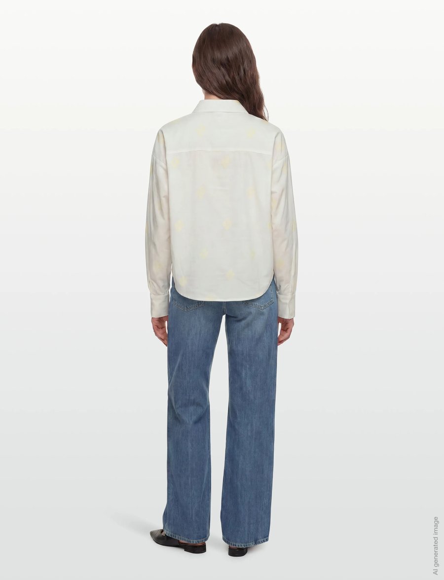 Vila - VIHOLMA EMBRODIERY L/S LOOSE SHIRT/1 - langærmede skjorter - snow white - 4