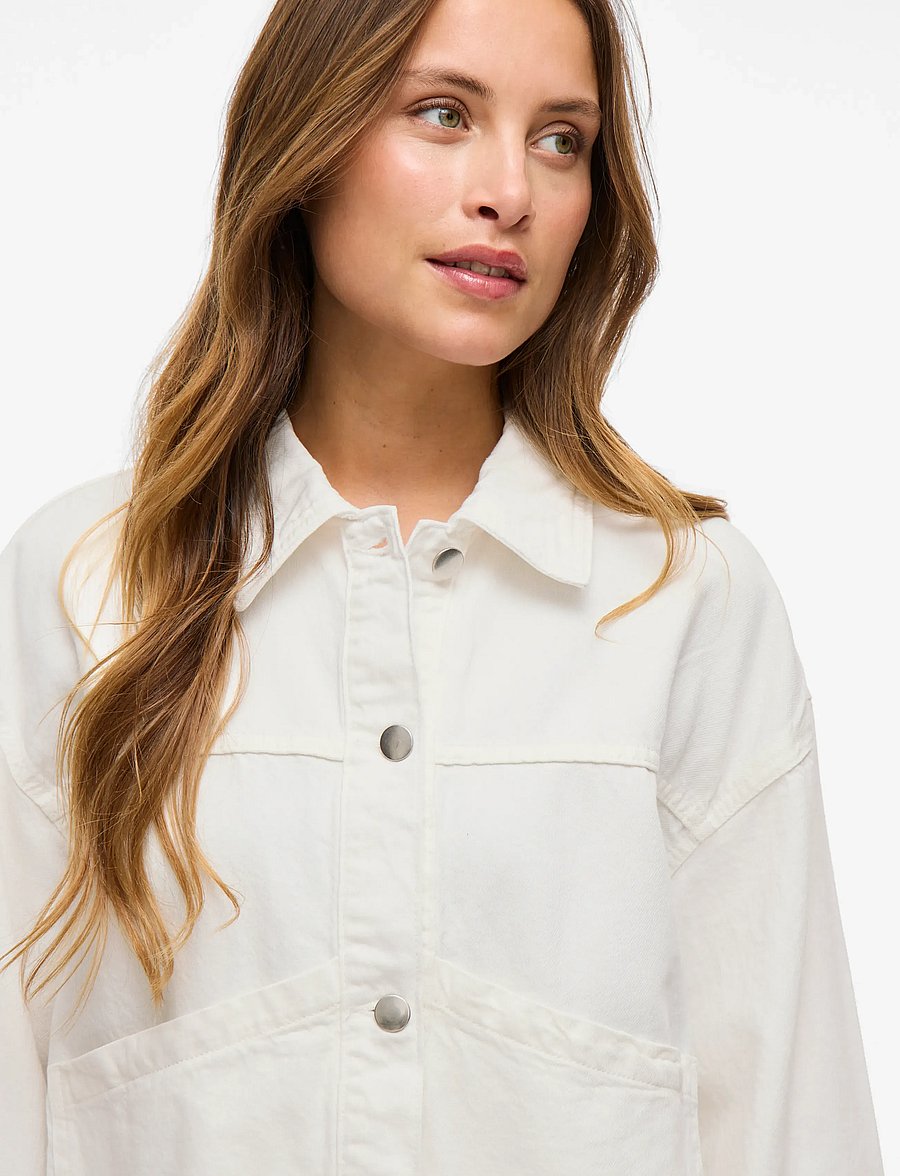 Vila - VIPAL L/S DENIM JACKET/BFS - frühlingsjacken - snow white - 5