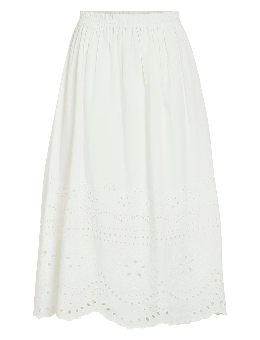 Vila - VIMETTE HW MIDI SKIRT - midiseelikud - snow white - 1