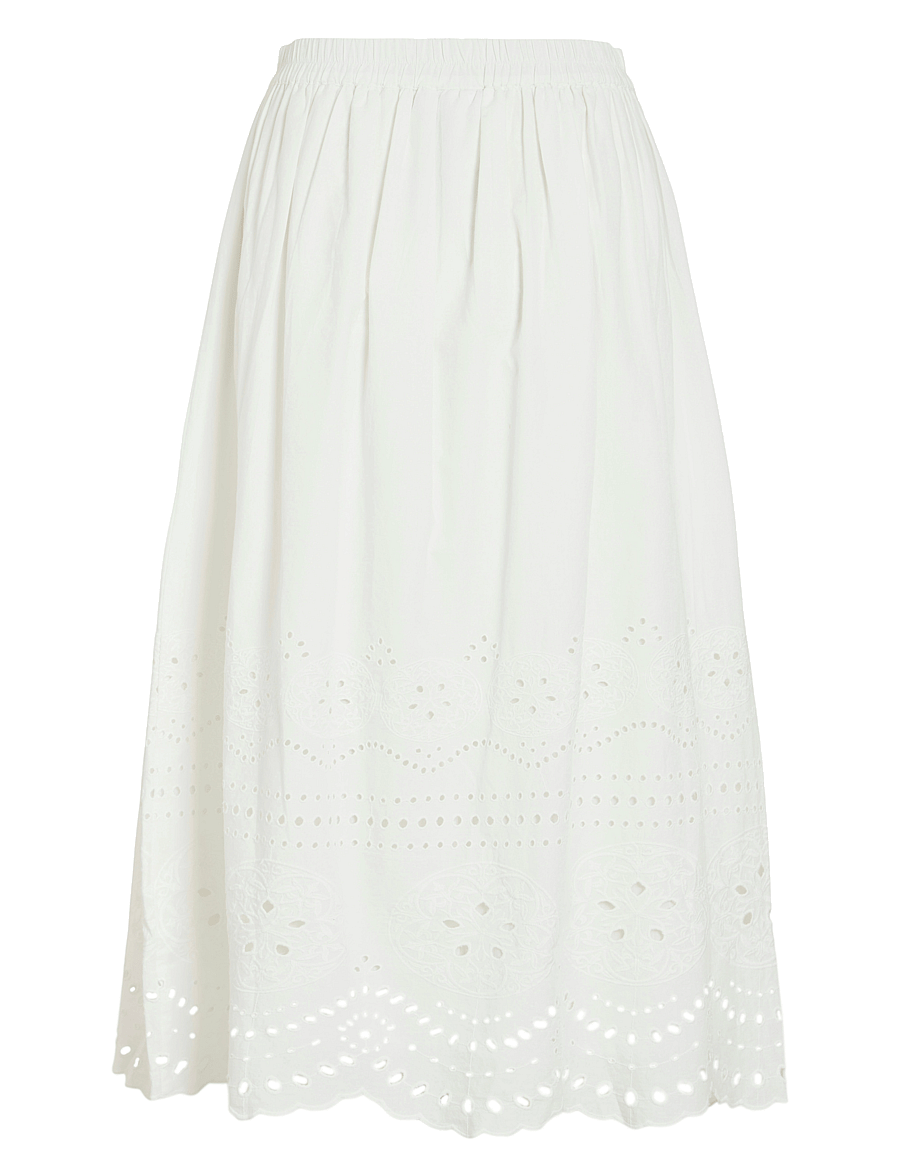 Vila - VIMETTE HW MIDI SKIRT - midiseelikud - snow white - 2