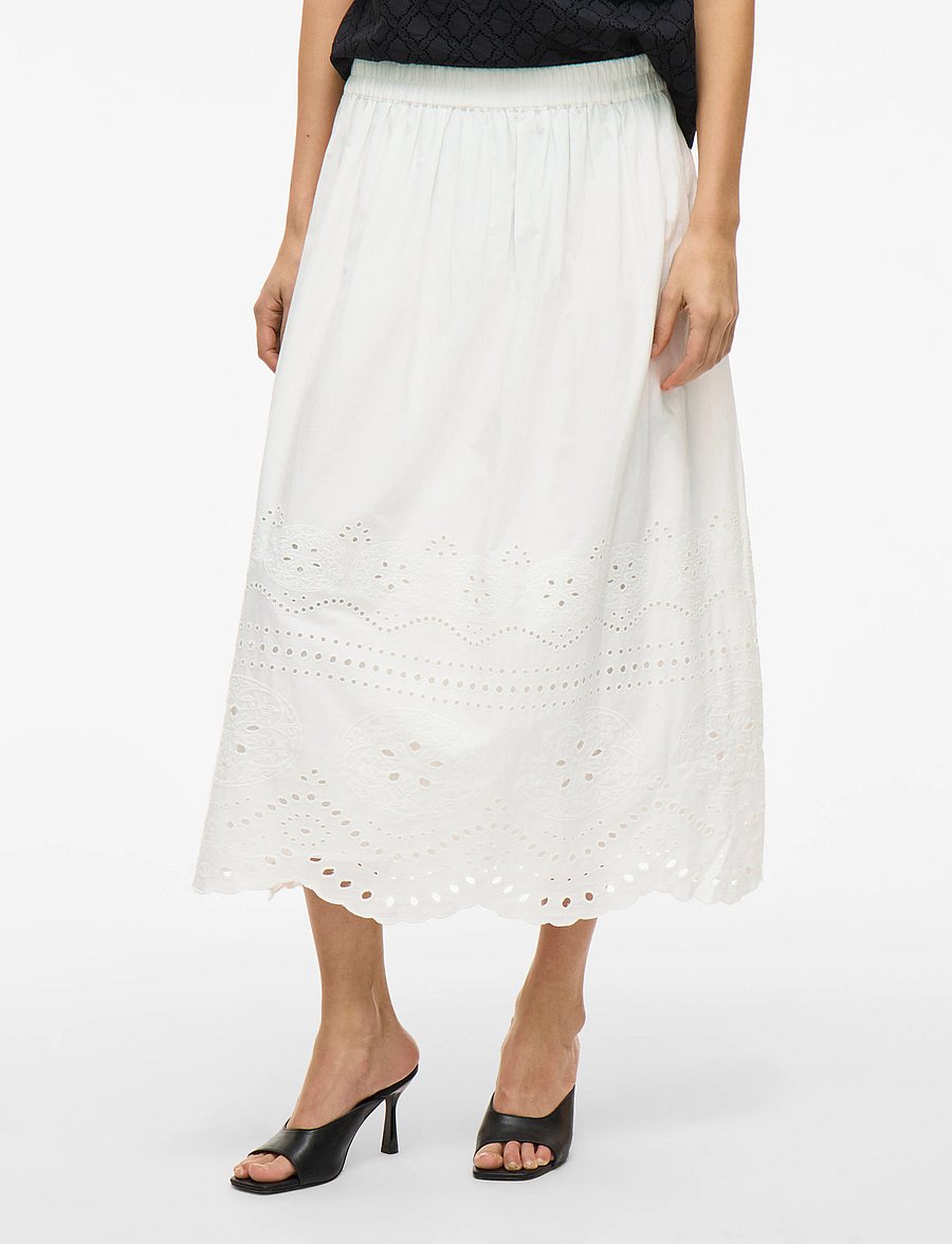 Vila - VIMETTE HW MIDI SKIRT - midiseelikud - snow white - 0