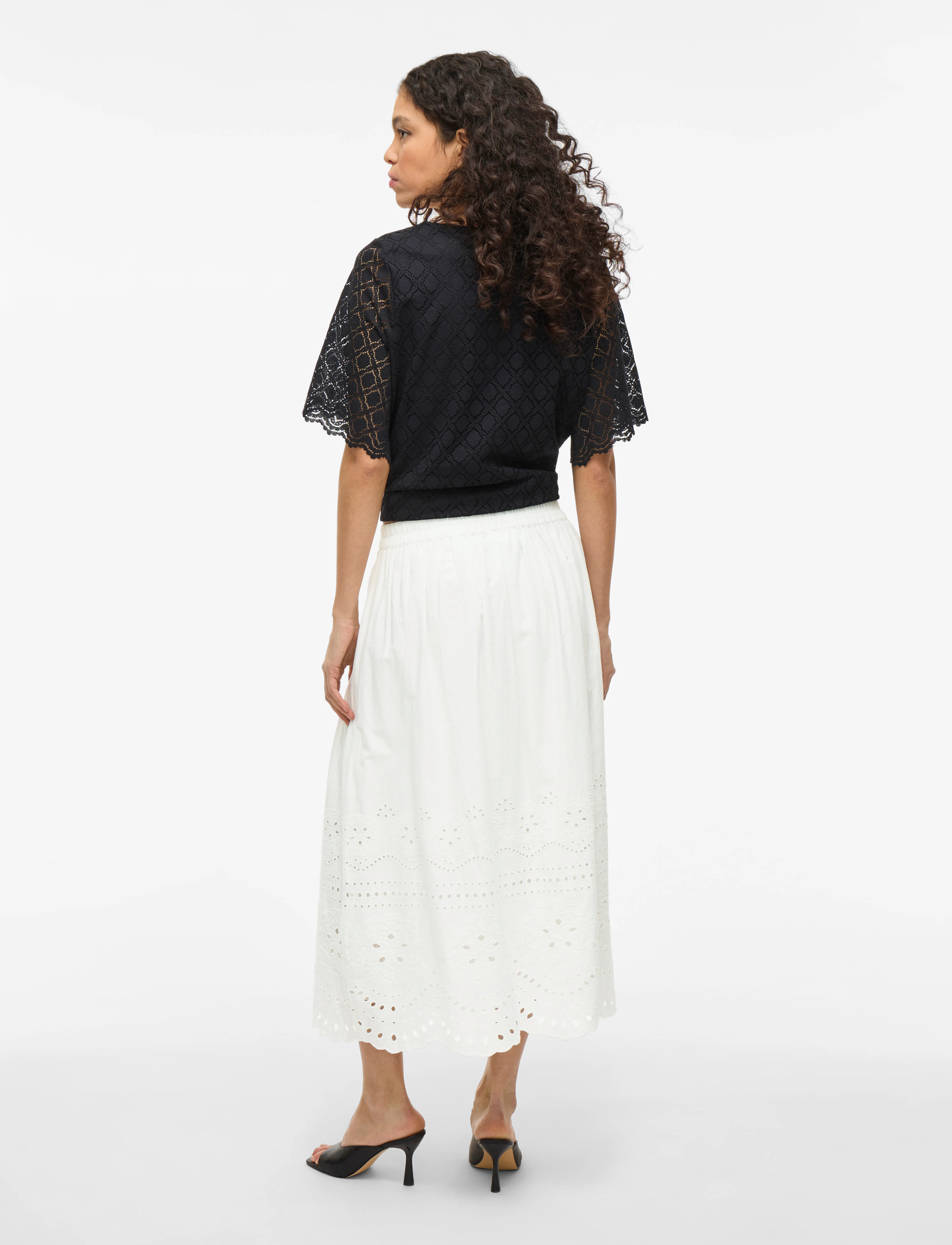 Vila - VIMETTE HW MIDI SKIRT - laveste priser - snow white - 3
