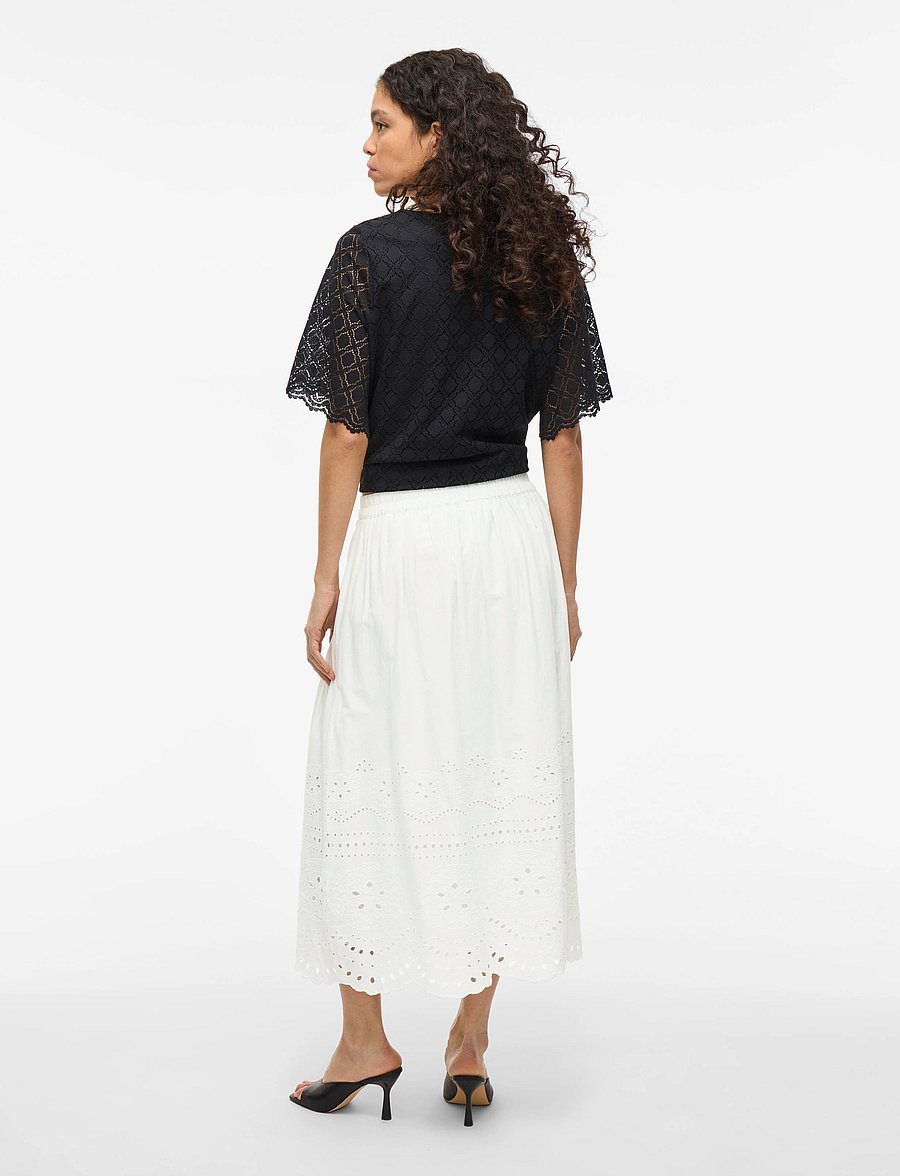 Vila - VIMETTE HW MIDI SKIRT - midiseelikud - snow white - 3