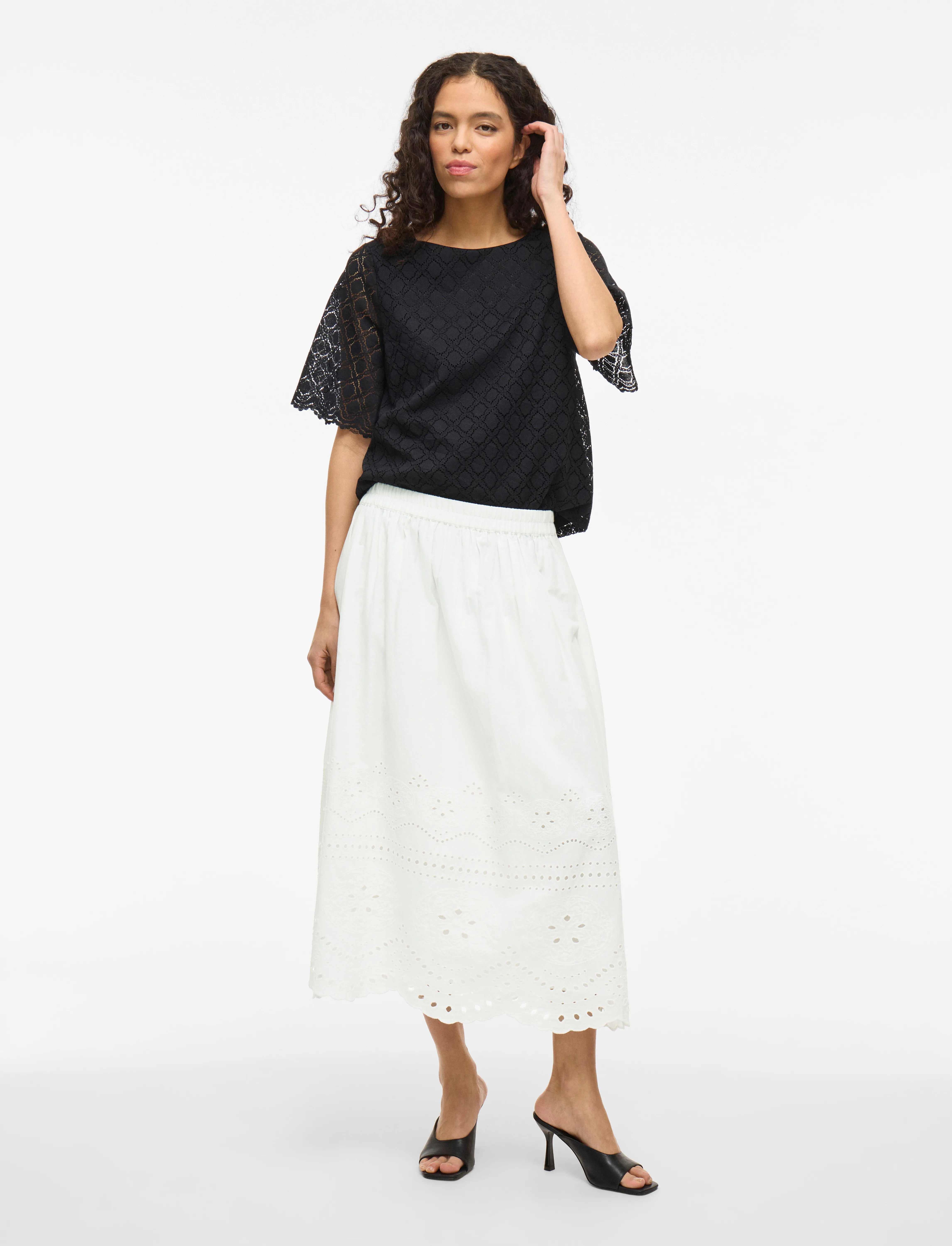 Vila - VIMETTE HW MIDI SKIRT - laveste priser - snow white - 4