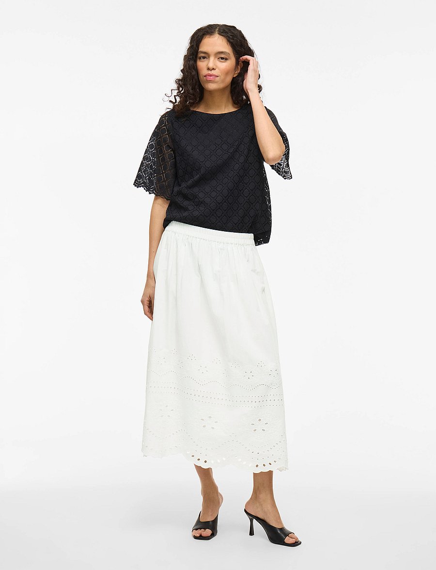 Vila - VIMETTE HW MIDI SKIRT - midiseelikud - snow white - 4