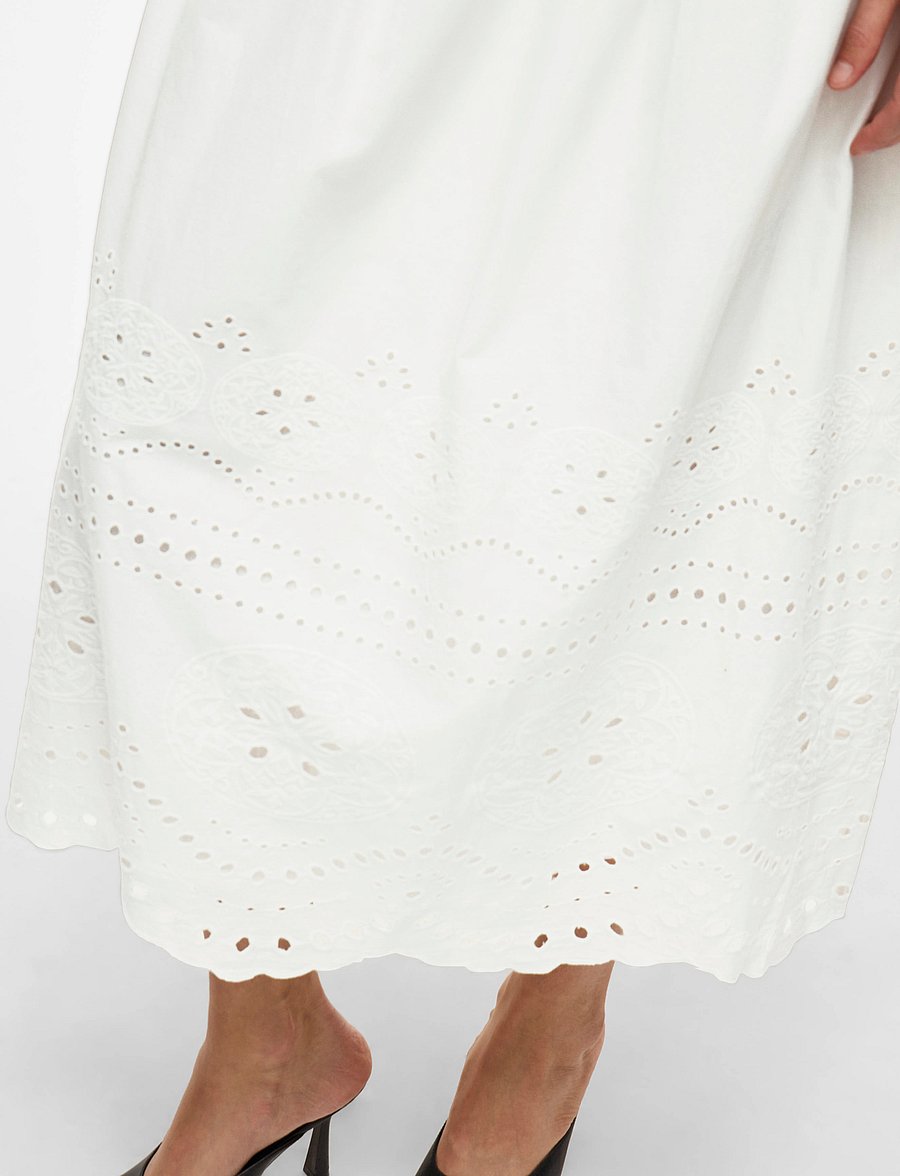 Vila - VIMETTE HW MIDI SKIRT - midiseelikud - snow white - 5