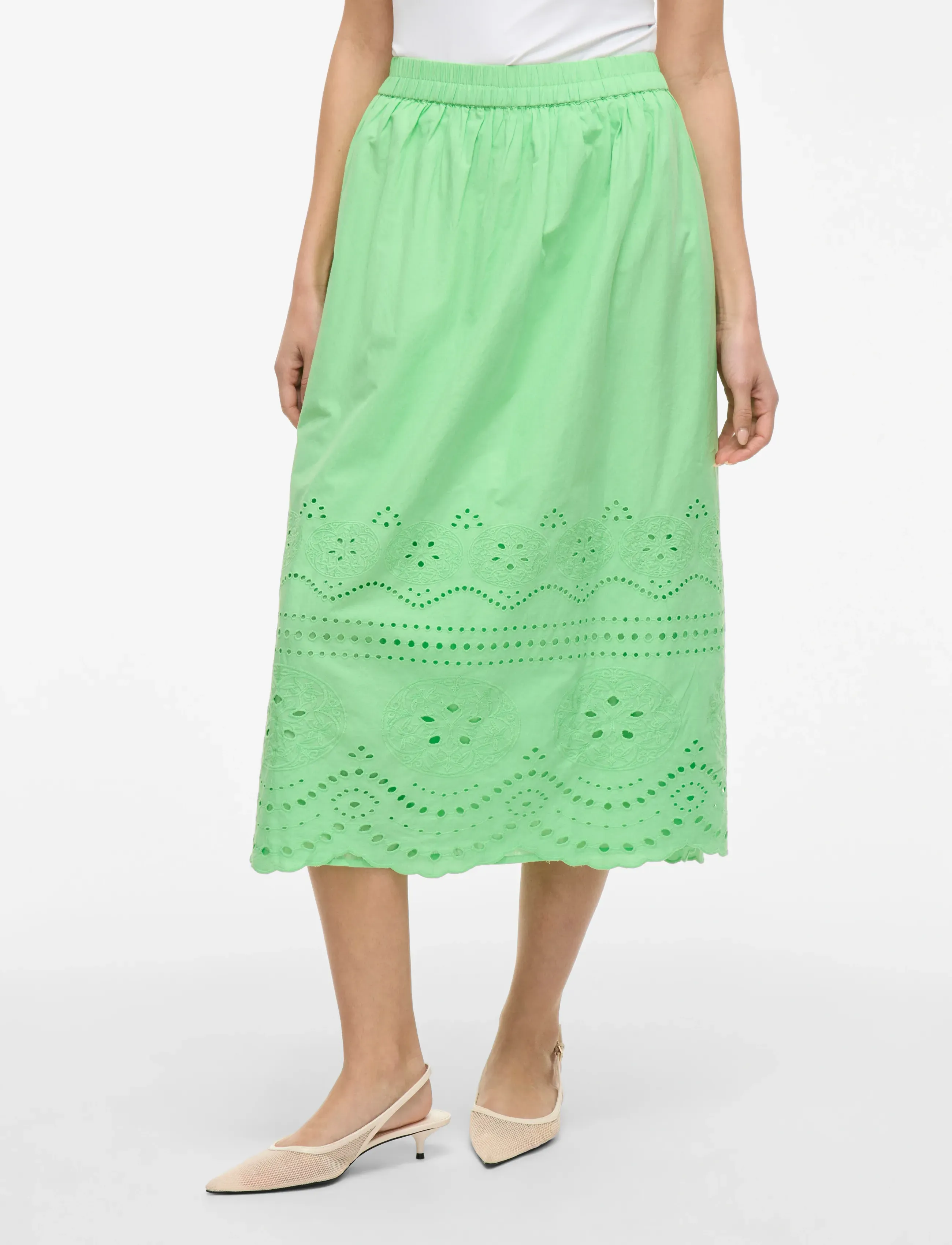 Vila VIMETTE HW MIDI SKIRT - Midi nederdele - SUMMER GREEN / green