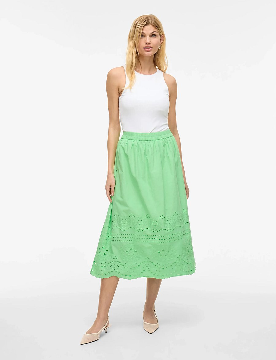 Vila - VIMETTE HW MIDI SKIRT - midi svārki - summer green - 4