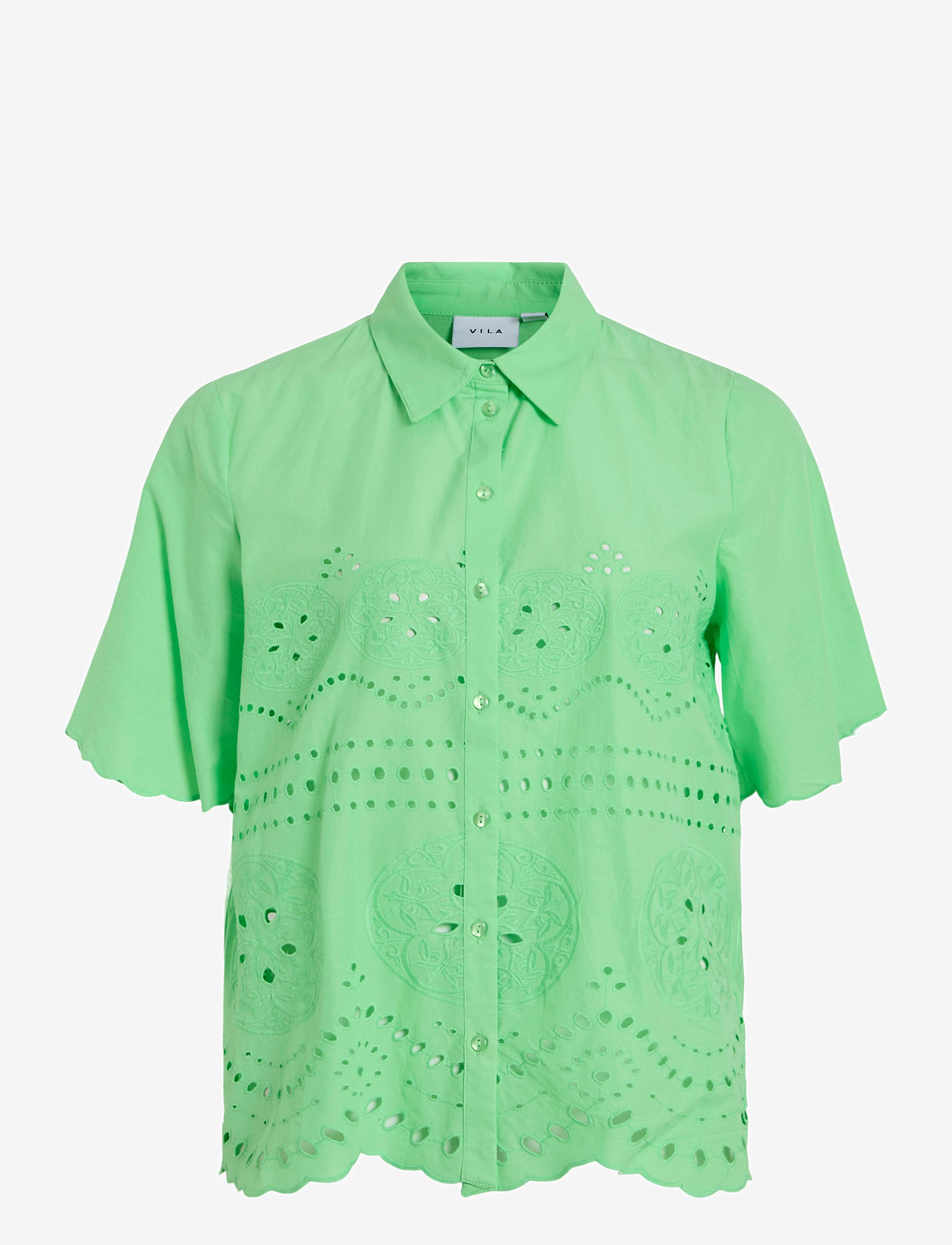 Vila - VIMETTE 2/4 SHIRT/PR - lühikeste varrukatega särgid - summer green - 0