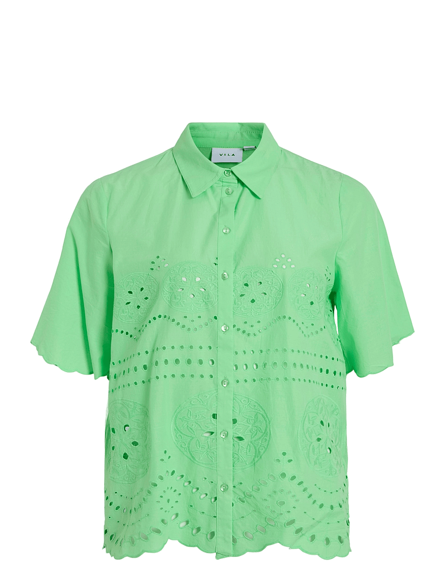 Vila - VIMETTE 2/4 SHIRT/PR - kurzärmlige hemden - summer green - 0