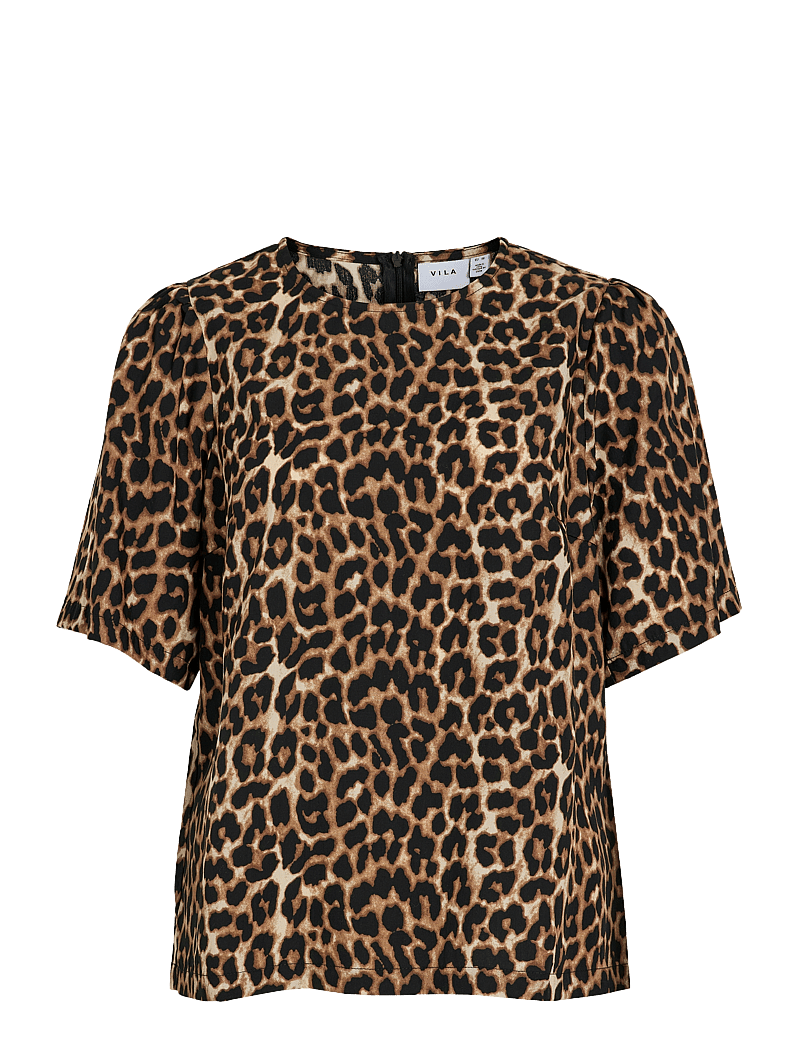 Vila - VILIOPANA LIO O-NECK 2/4 TOP/PR - kurzämlige blusen - brazzilian sand - 1