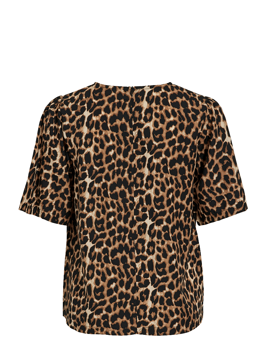 Vila - VILIOPANA LIO O-NECK 2/4 TOP/PR - lühikeste varrukatega pluusid - brazzilian sand - 2
