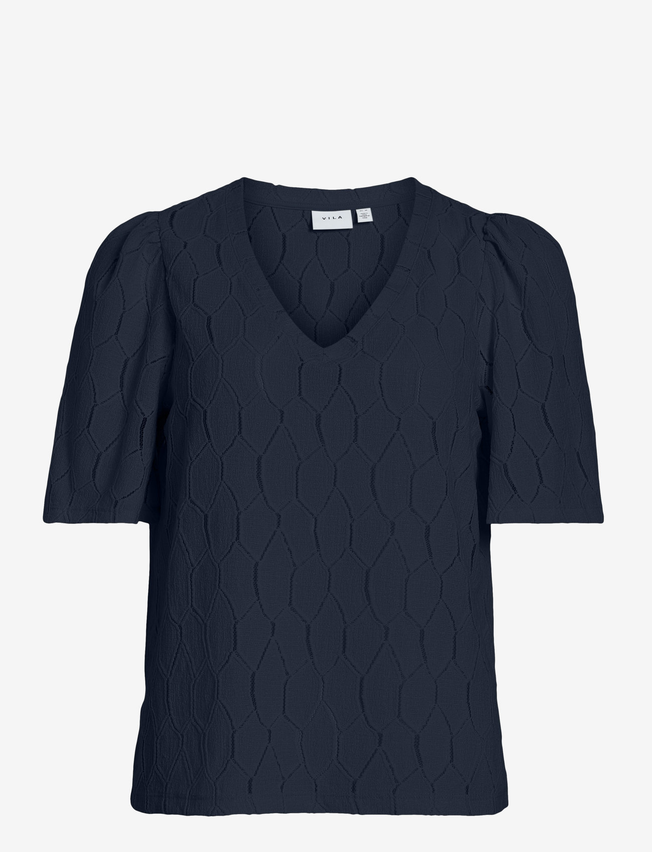 Vila - VIMARCELLA V-NECK 2/4 TOP/R - kortærmede bluser - navy blazer - 0
