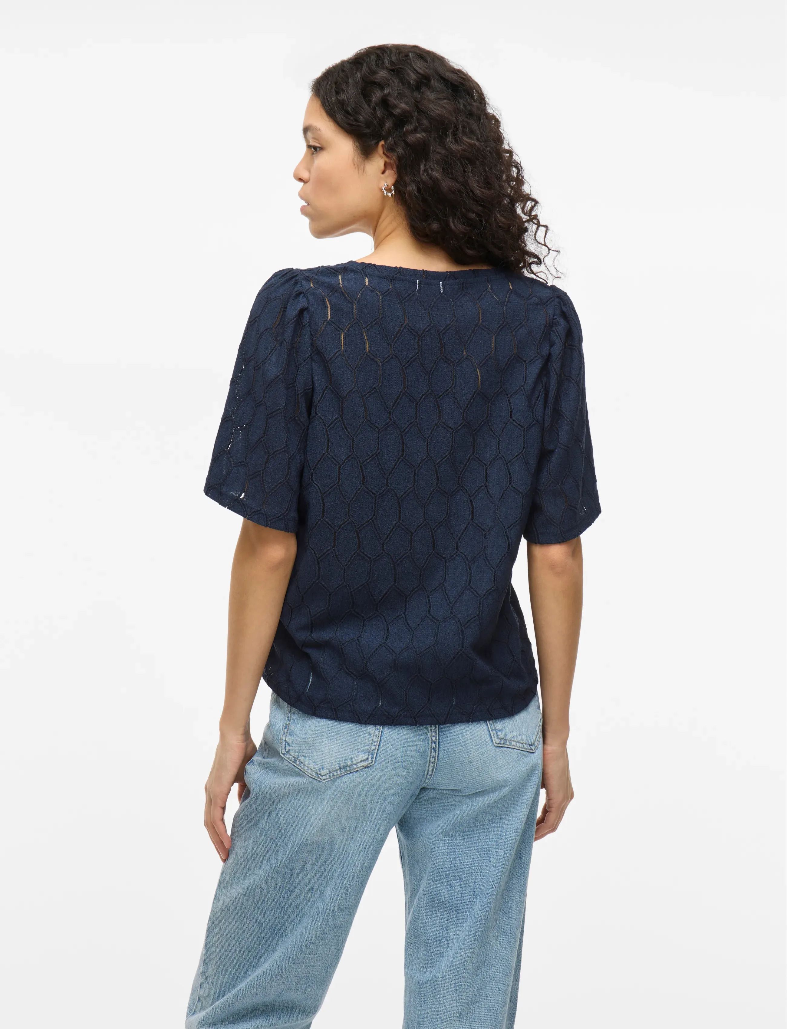 Vila - VIMARCELLA V-NECK 2/4 TOP/R - navy blazer - 3