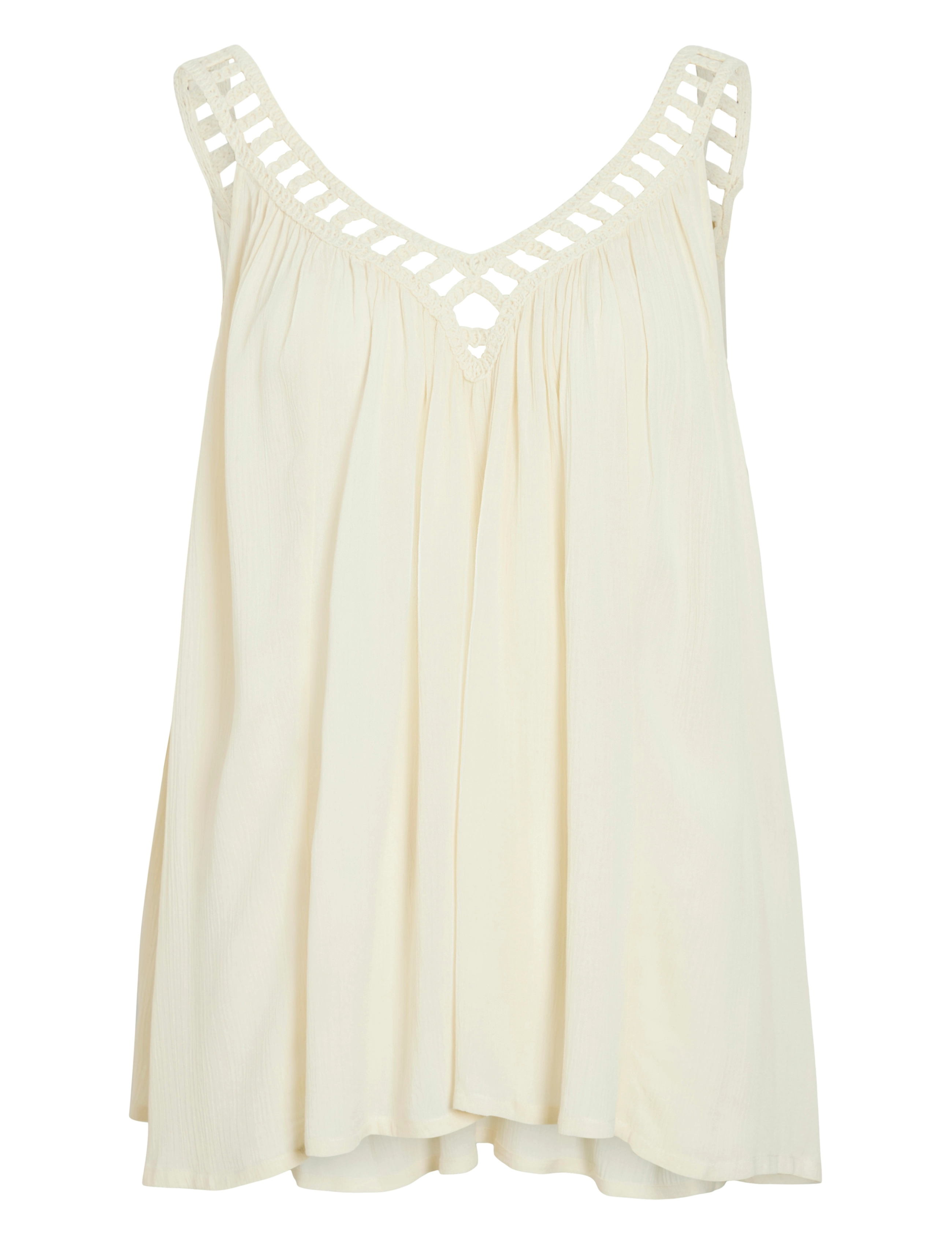 Vila VIJUNAR SQUARE NECK S/L TOP - Bluser - BIRCH / cream