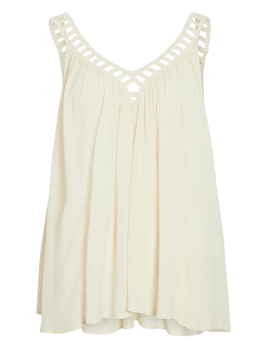 Vila - VIJUNAR SQUARE NECK S/L TOP - varrukateta pluusid - birch - 1