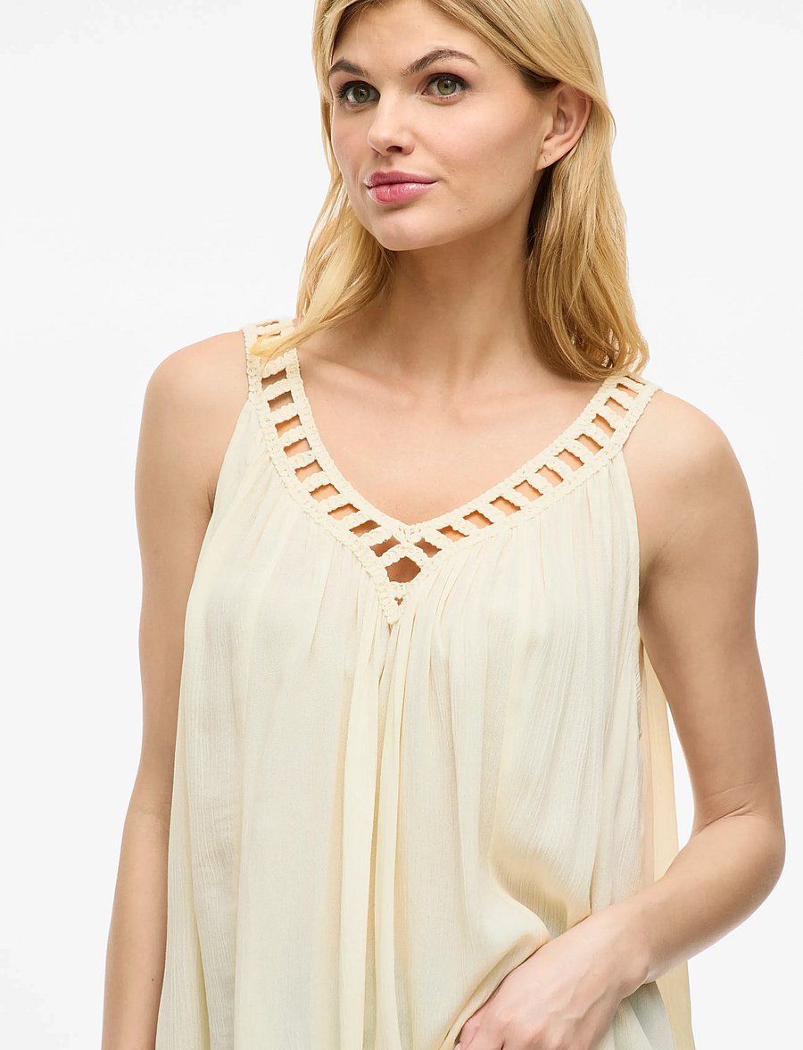 Vila - VIJUNAR SQUARE NECK S/L TOP - varrukateta pluusid - birch - 5