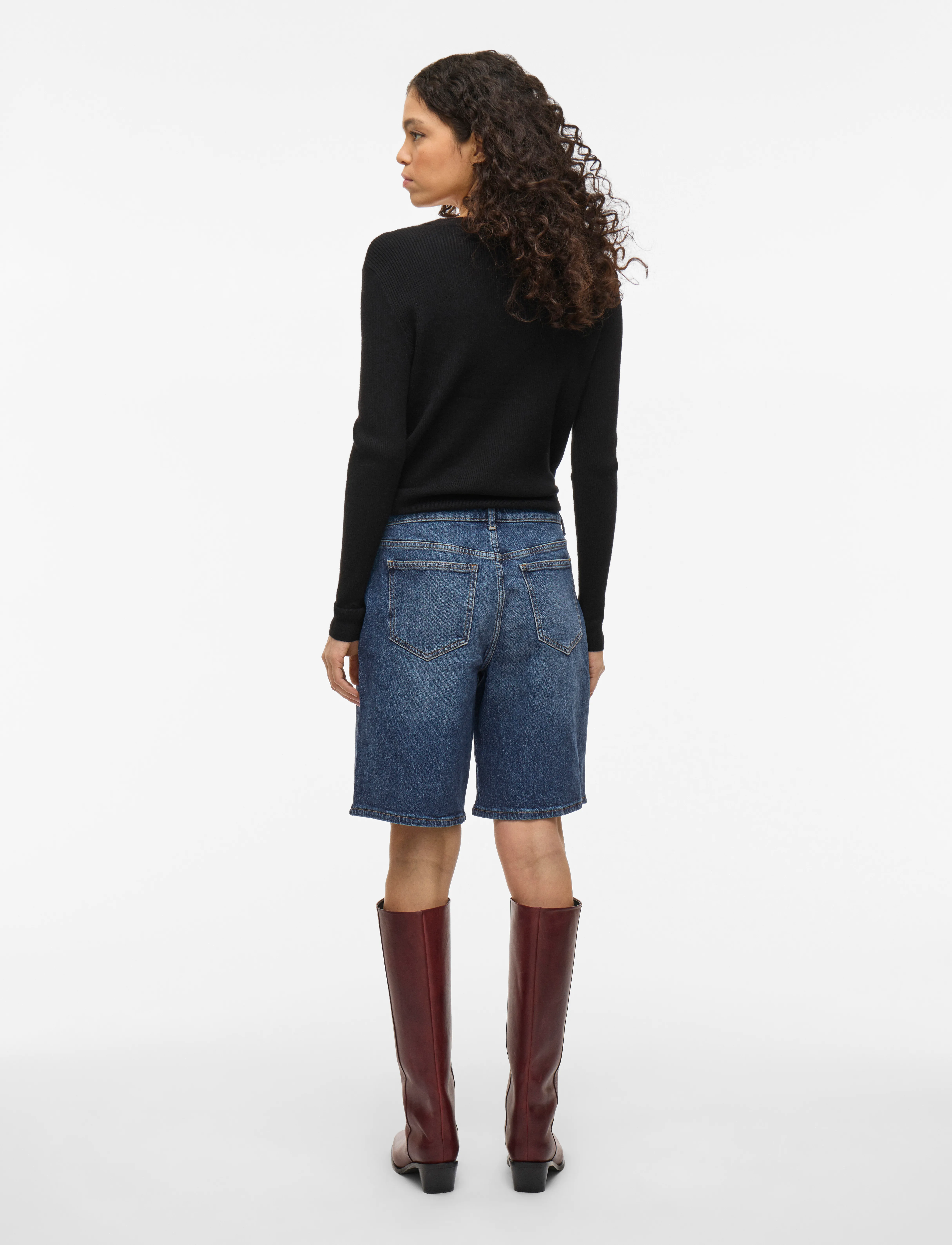 Vila - VIJAF RW BERMUDA SHORTS MBD/BFS - medium blue denim - 3