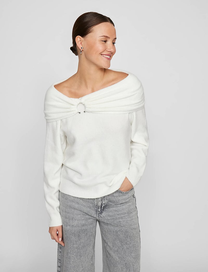 Vila - VIKENYA L/S OFF SHOULDER KNIT TOP/KA - langærmede toppe - cloud dancer - 0