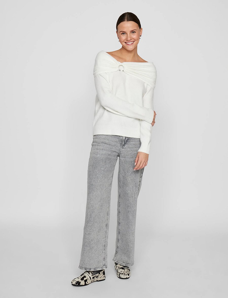 Vila - VIKENYA L/S OFF SHOULDER KNIT TOP/KA - cloud dancer - 4