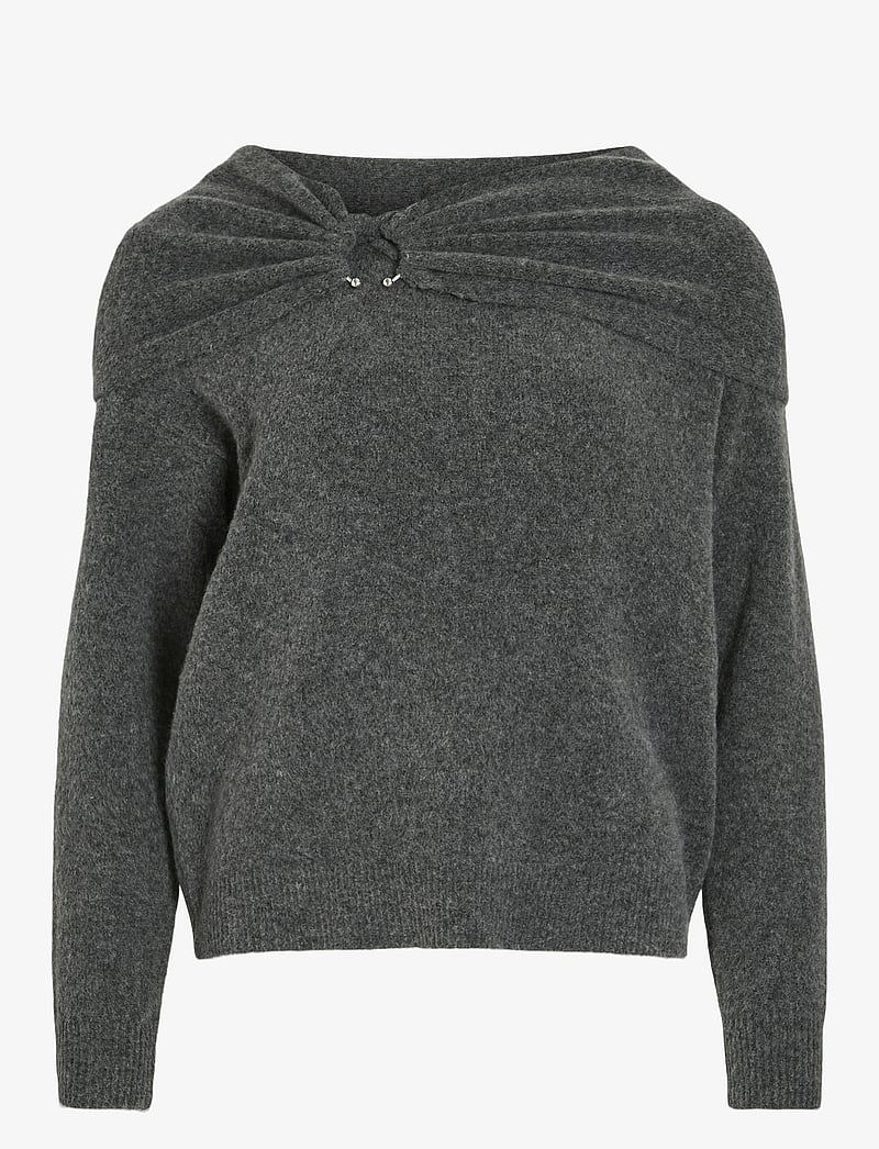 Vila - VIKENYA L/S OFF SHOULDER KNIT TOP/KA - hauts à manches longues - dark grey melange - 1