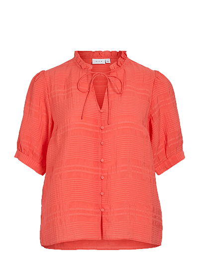 Vila VIJILALA 2/4 SHIRT - Lühikeste varrukatega pluusid - DUBARRY / coral