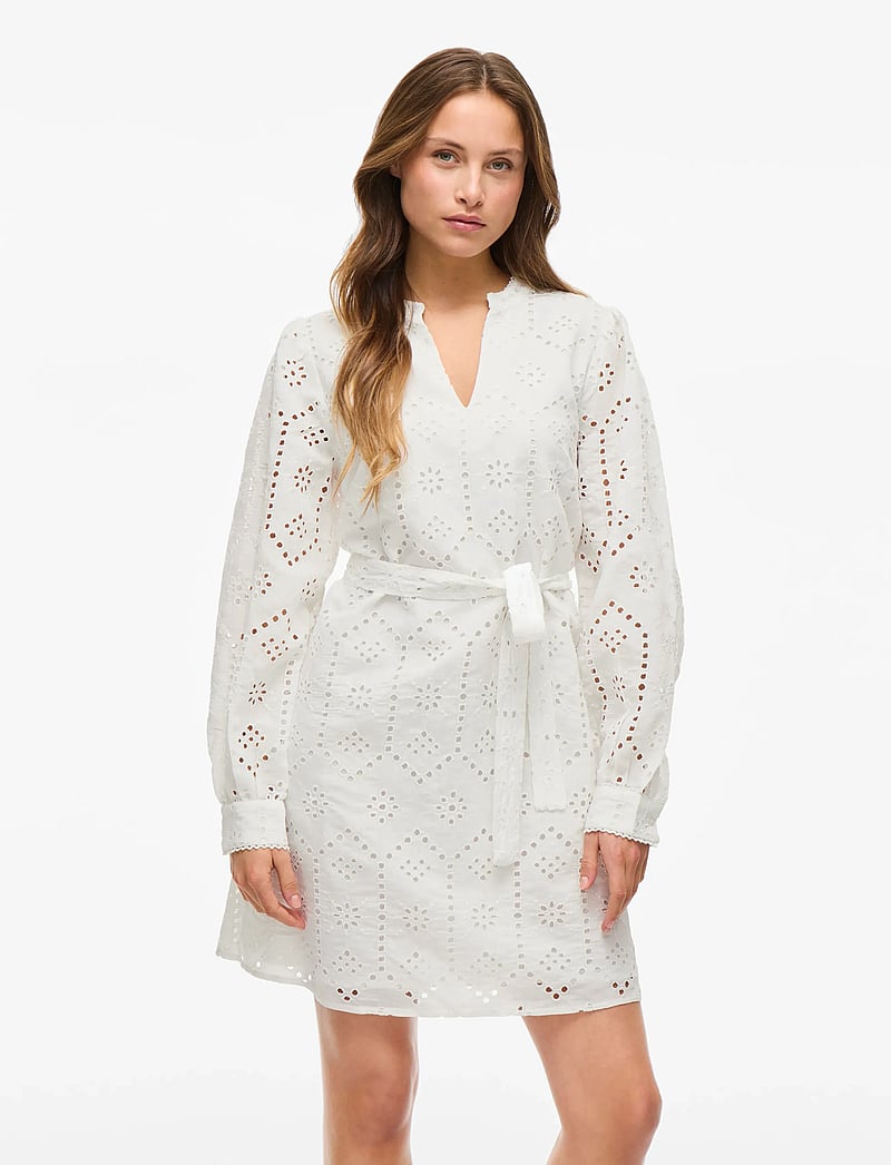 Vila - VISINE L/S SHORT DRESS - konfirmatsioon - bright white - 0