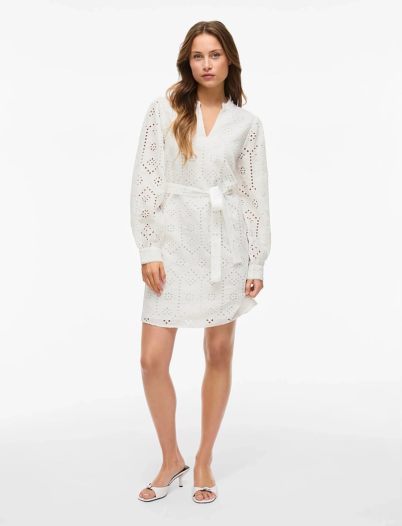 Vila - VISINE L/S SHORT DRESS - konfirmatsioon - bright white - 4