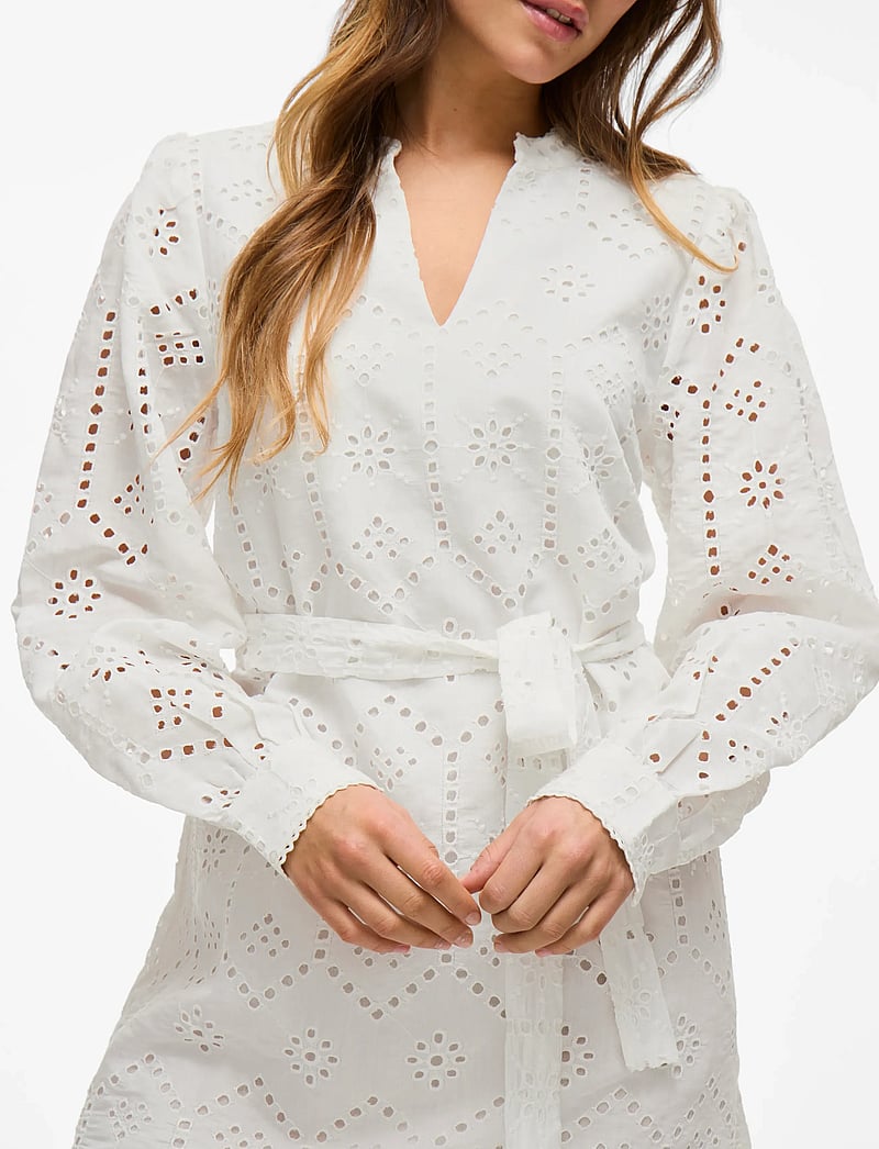 Vila - VISINE L/S SHORT DRESS - konfirmatsioon - bright white - 5