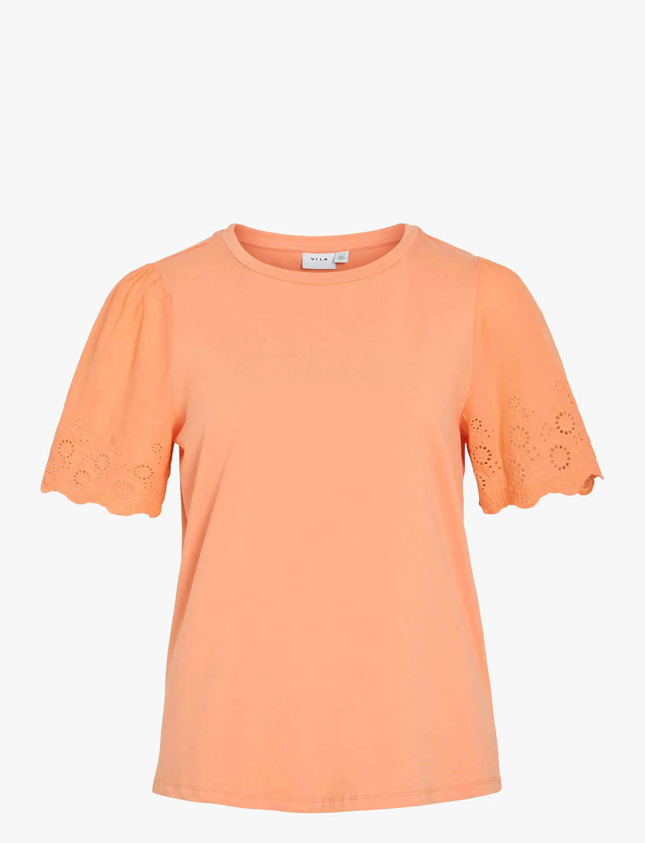 Vila - VICELIANA O-NECK S/S TOP - lühikeste varrukatega pluusid - cadmium orange - 1