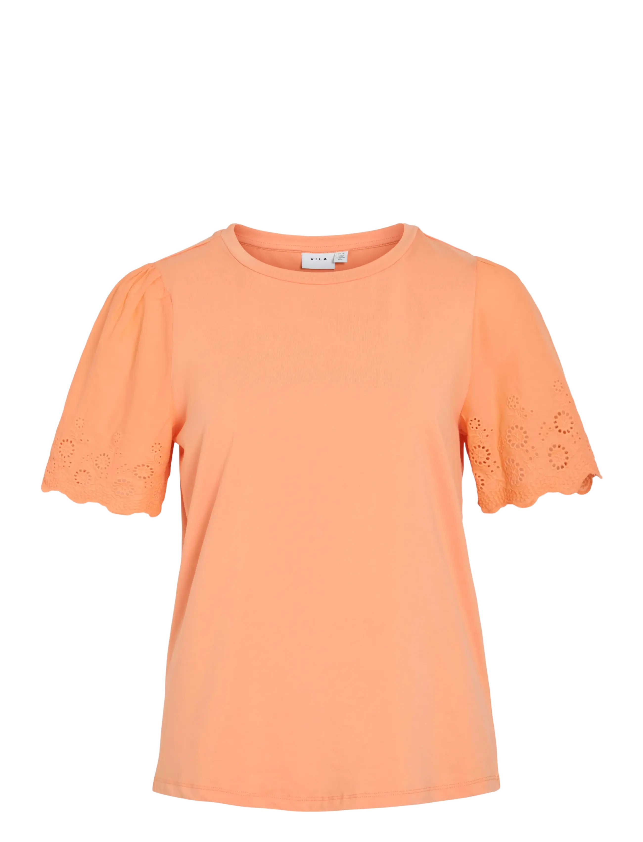 Vila VICELIANA O-NECK S/S TOP - Bluser - CADMIUM ORANGE / orange